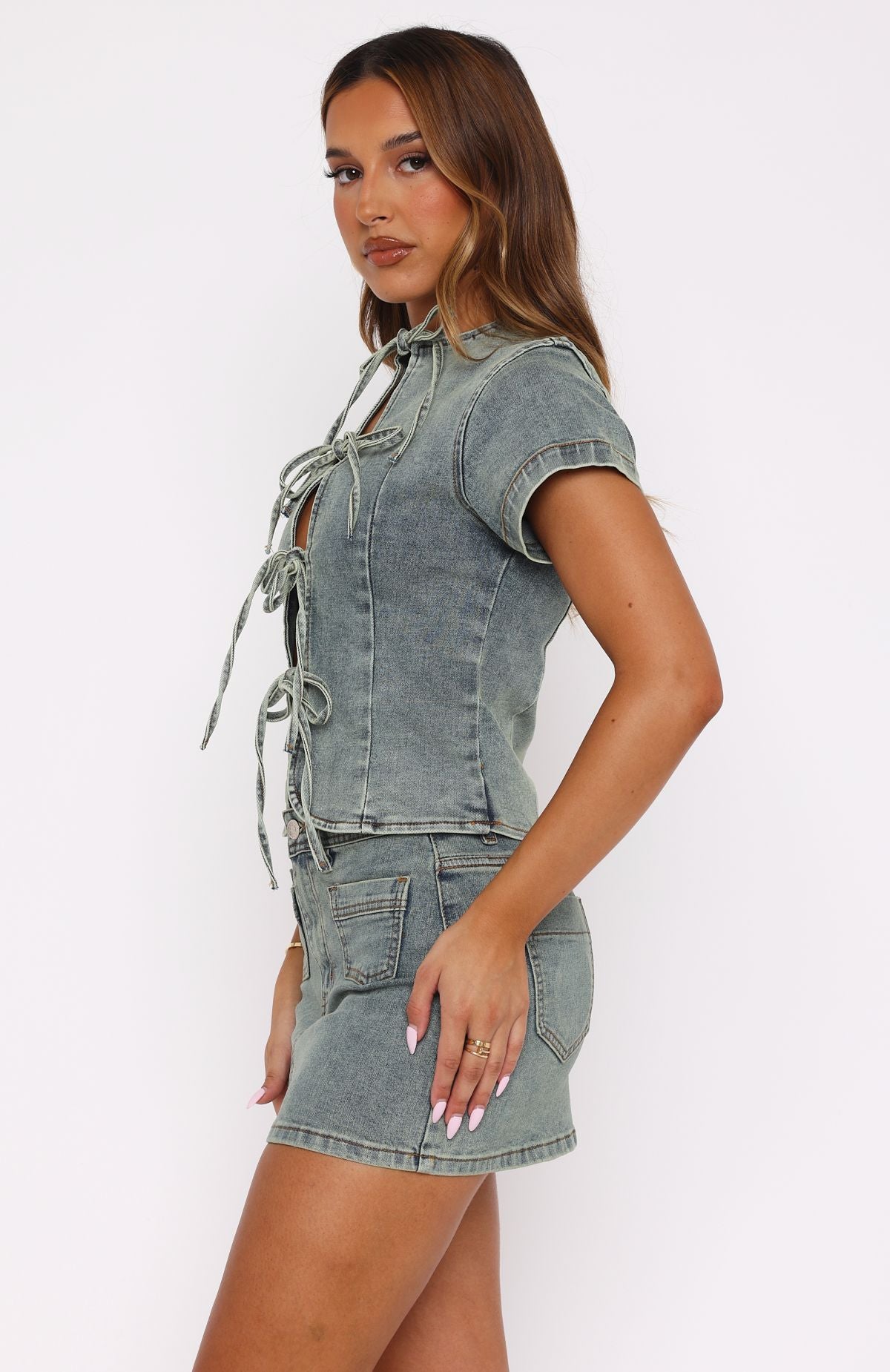 Ultimate Denim Chic Top - Brown Blue Wash