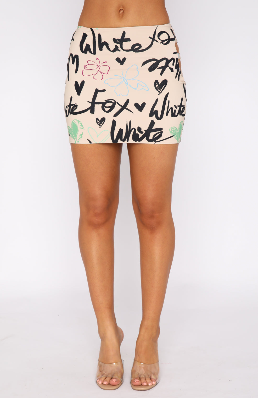 Premium Back It Up Mini Skirt - Latte Sketch Edition