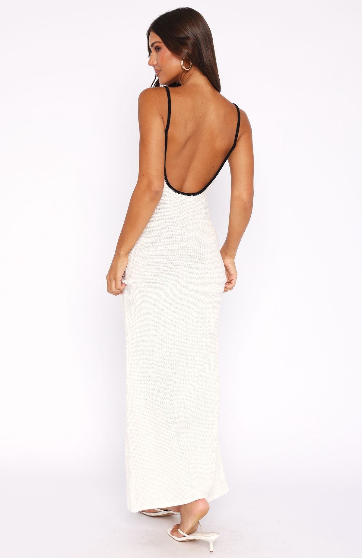 Premium Came A Long Way Crochet Maxi Dress in White