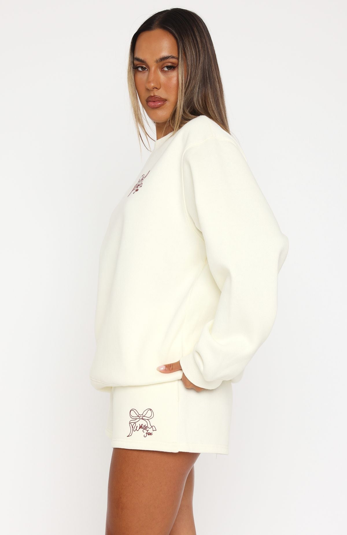 Premium Love You Forever Oversized Fleece Sweater - Cream