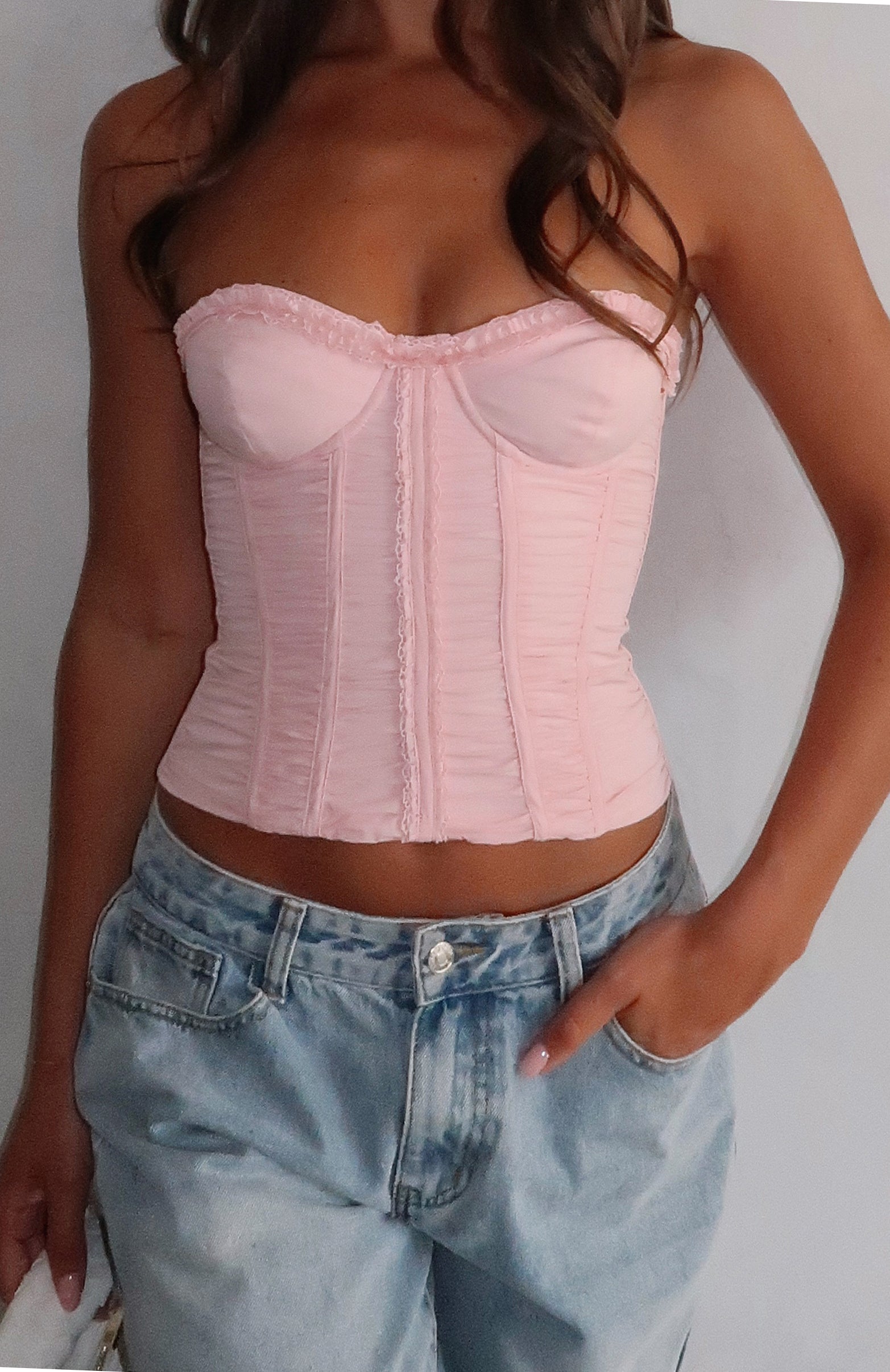 Ultimate Summer Strapless Bustier - Baby Pink