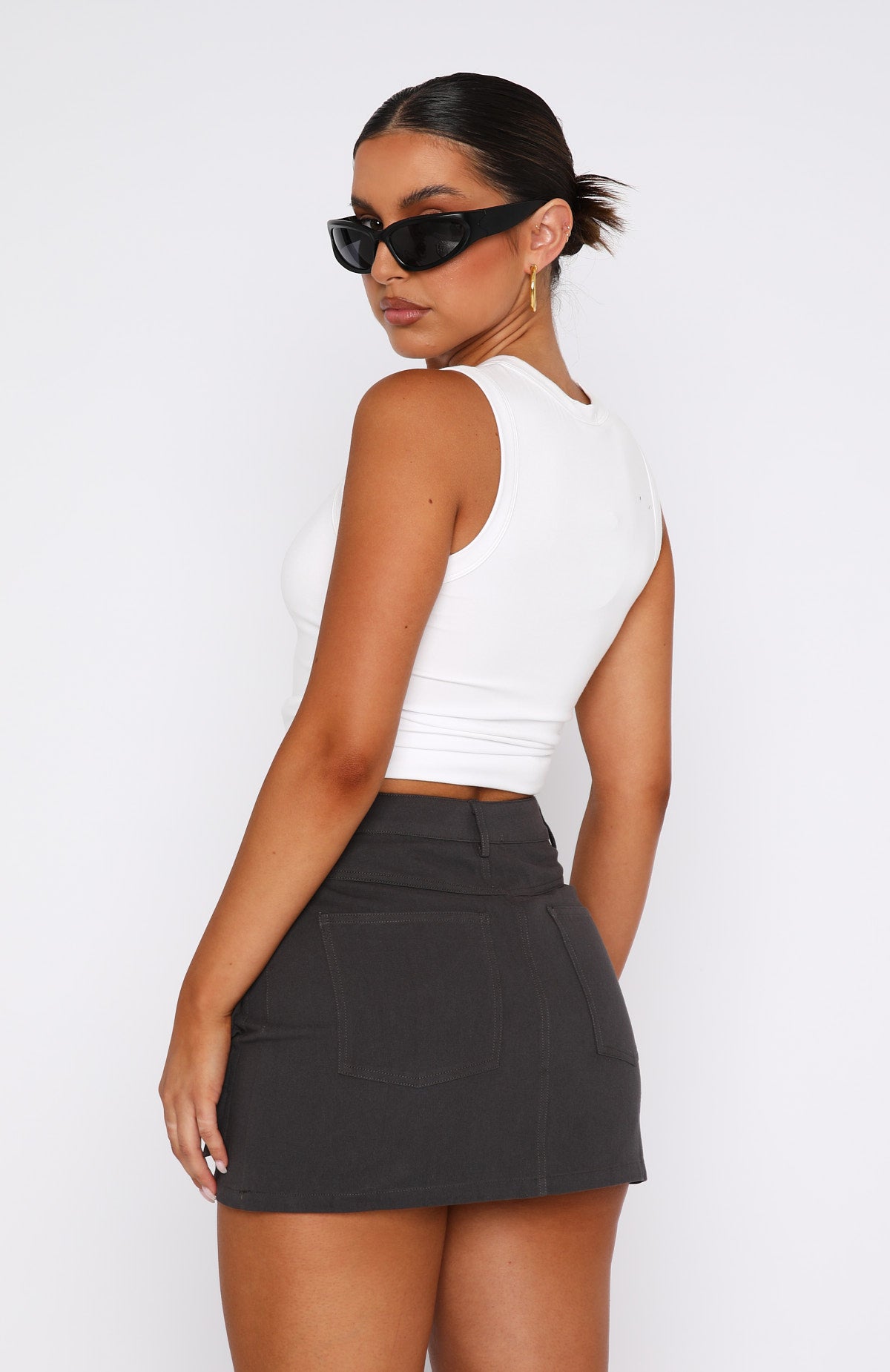 Premium Weekend Travels Cargo Mini Skirt - Charcoal