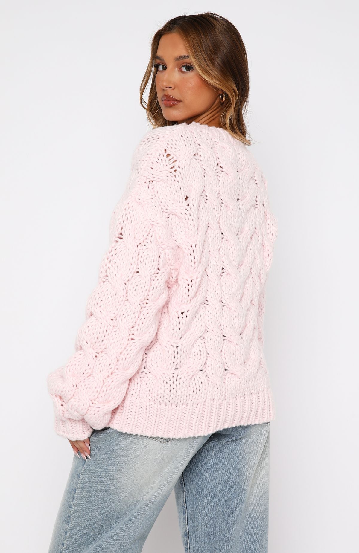 Premium Oversized Knit Sweater - Baby Pink | Ultimate Winter Essential