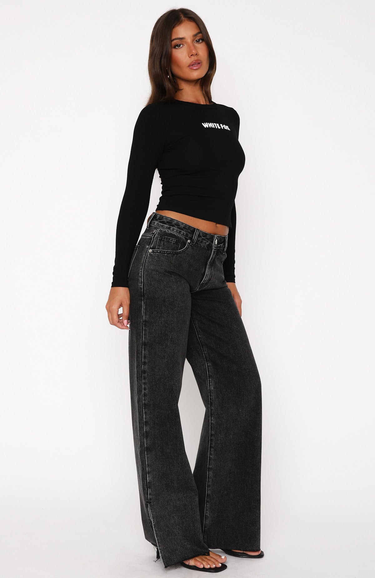 Premium Summer Wide-Leg Jeans - Black Acid Wash