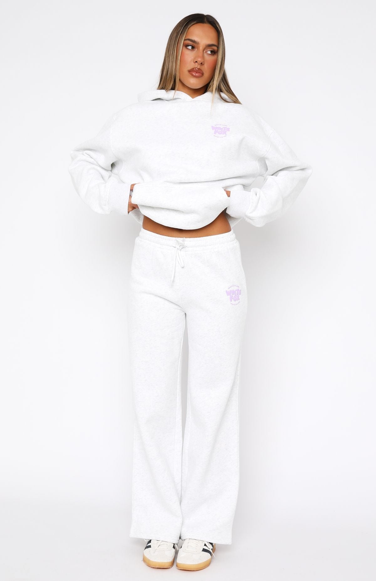 Premium With Love For You Wide Leg Sweatpants - Grey Marle | Ultimate Comfort