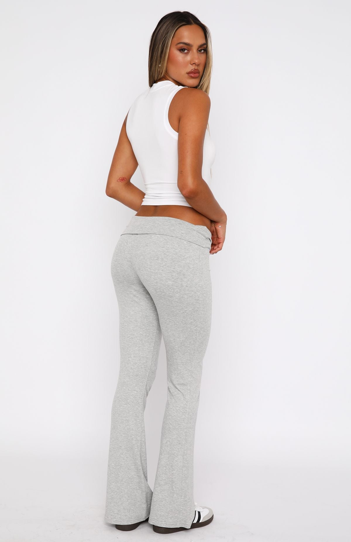 Premium Light Grey Marle Flare Pants - Ultimate Comfort & Style