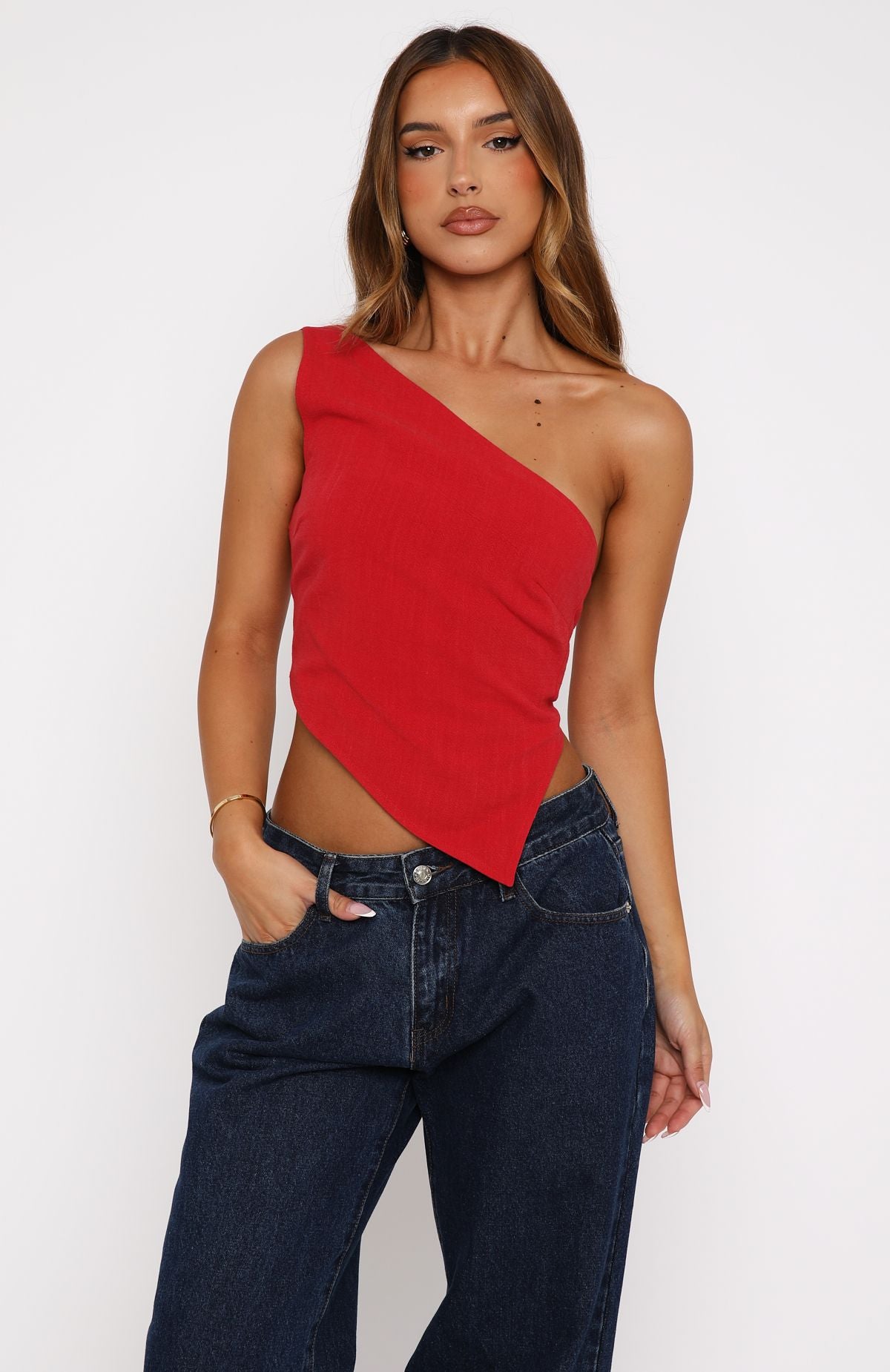 Premium One Shoulder Crop Top in Red | Ultimate Style Upgrade