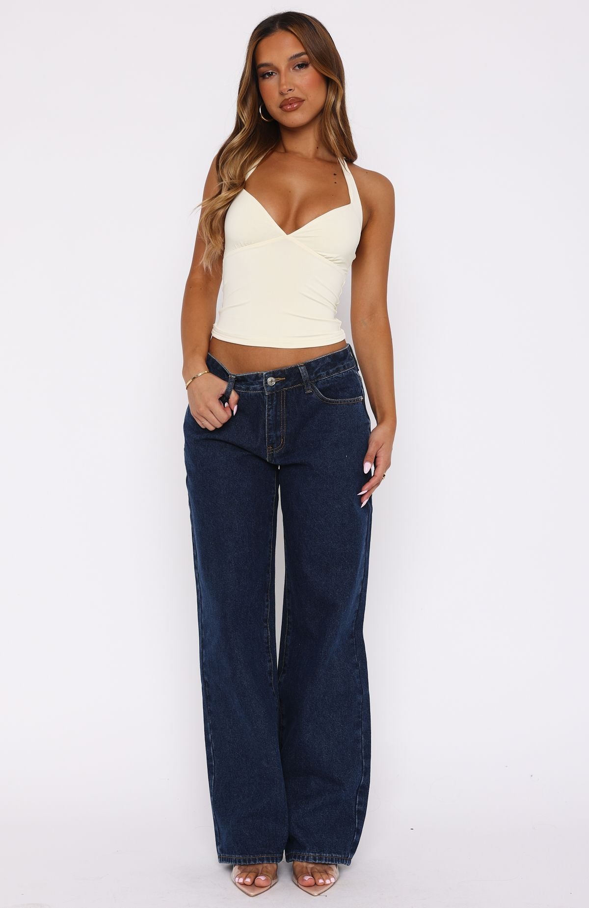 Ultimate Low Rise Wide Leg Jeans - Premium Dark Blue