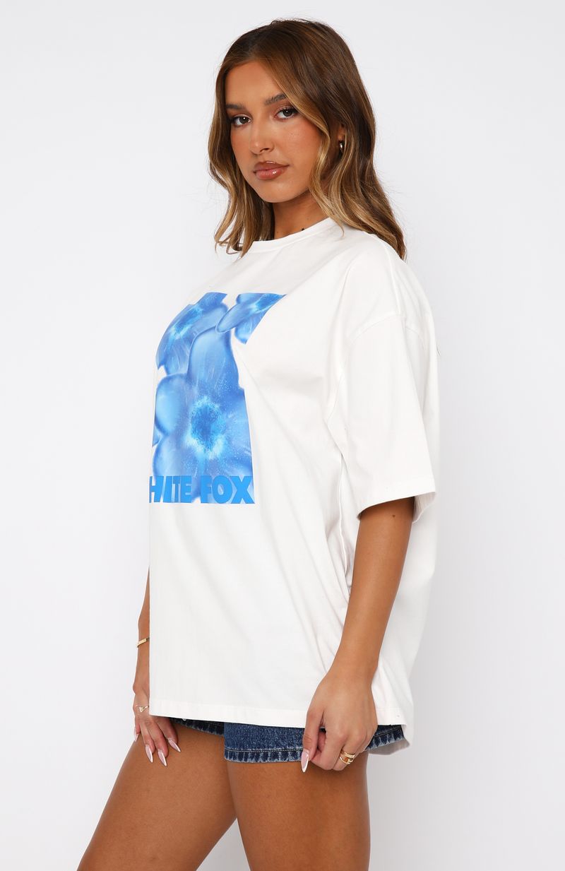 Premium Bloom For You Oversized Tee - White/Blue | Ultimate Casual Style