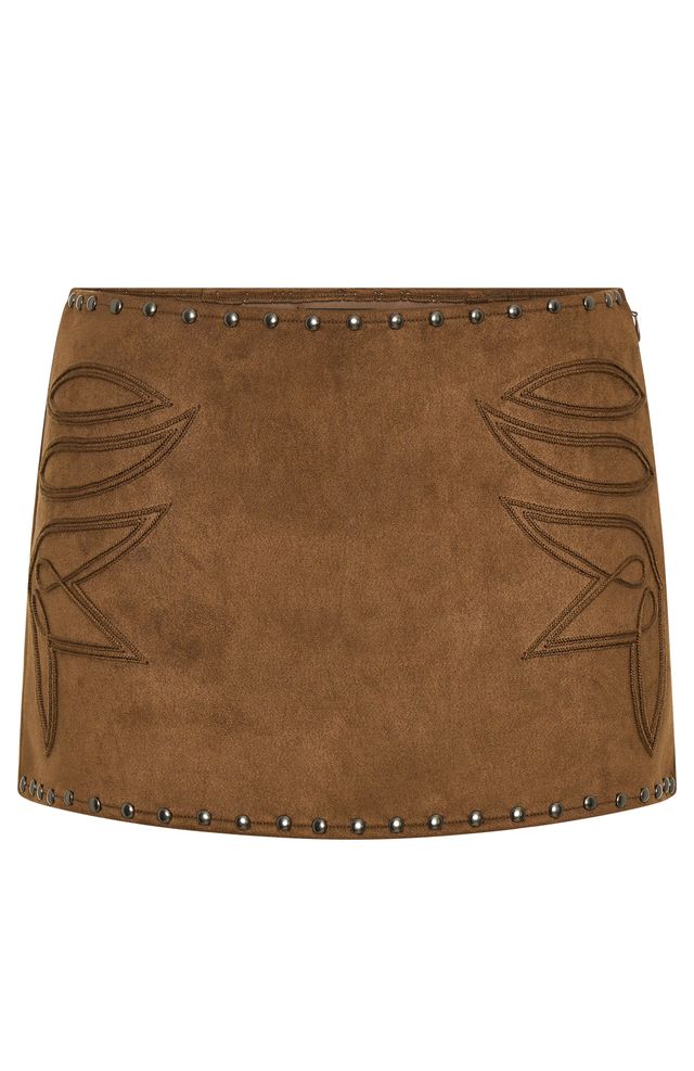 Ultimate Rumours Suede Mini Skirt in Chocolate