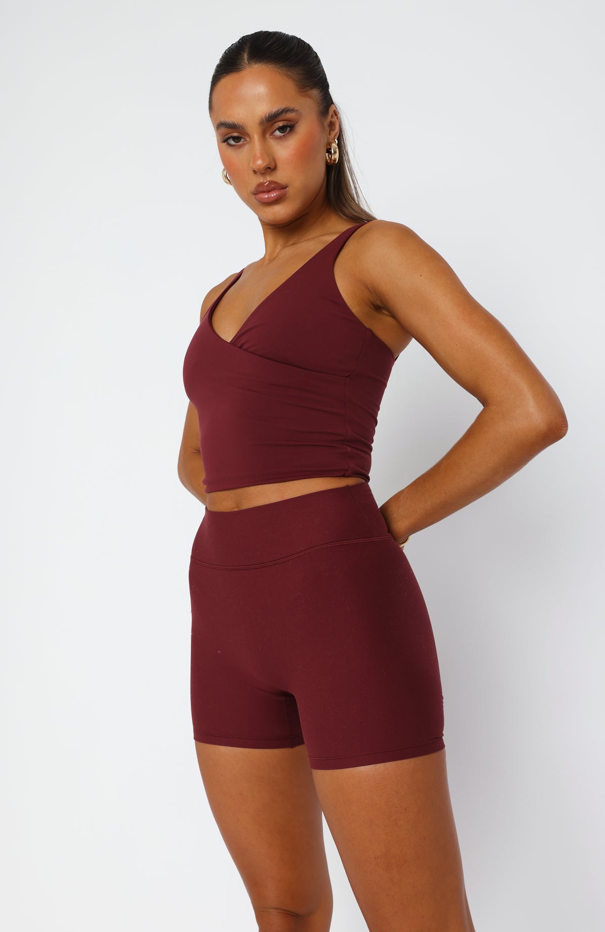 Premium Endurance Scrunch High Waisted Shorts - Burgundy