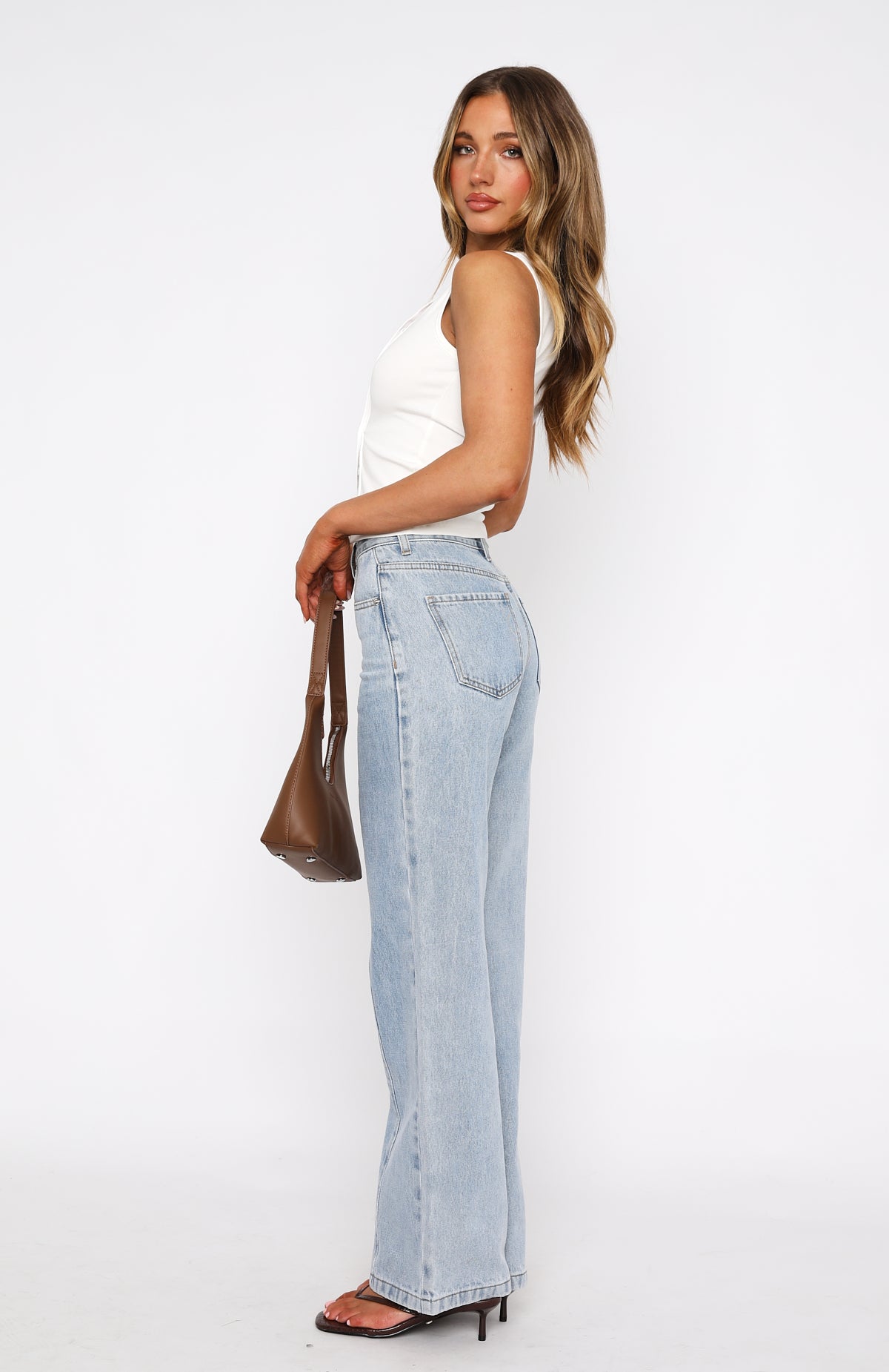 Premium Layla Mid Rise Straight Leg Jeans - Light Blue