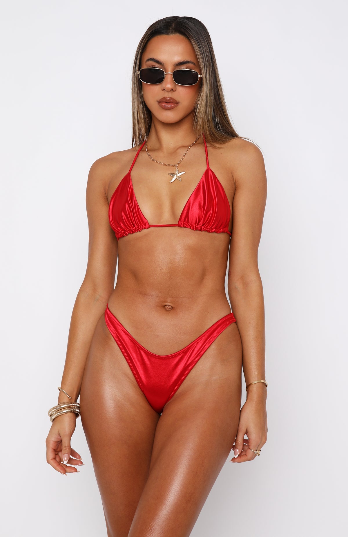 Premium Anastasia High-Waist Bikini Bottoms - Red