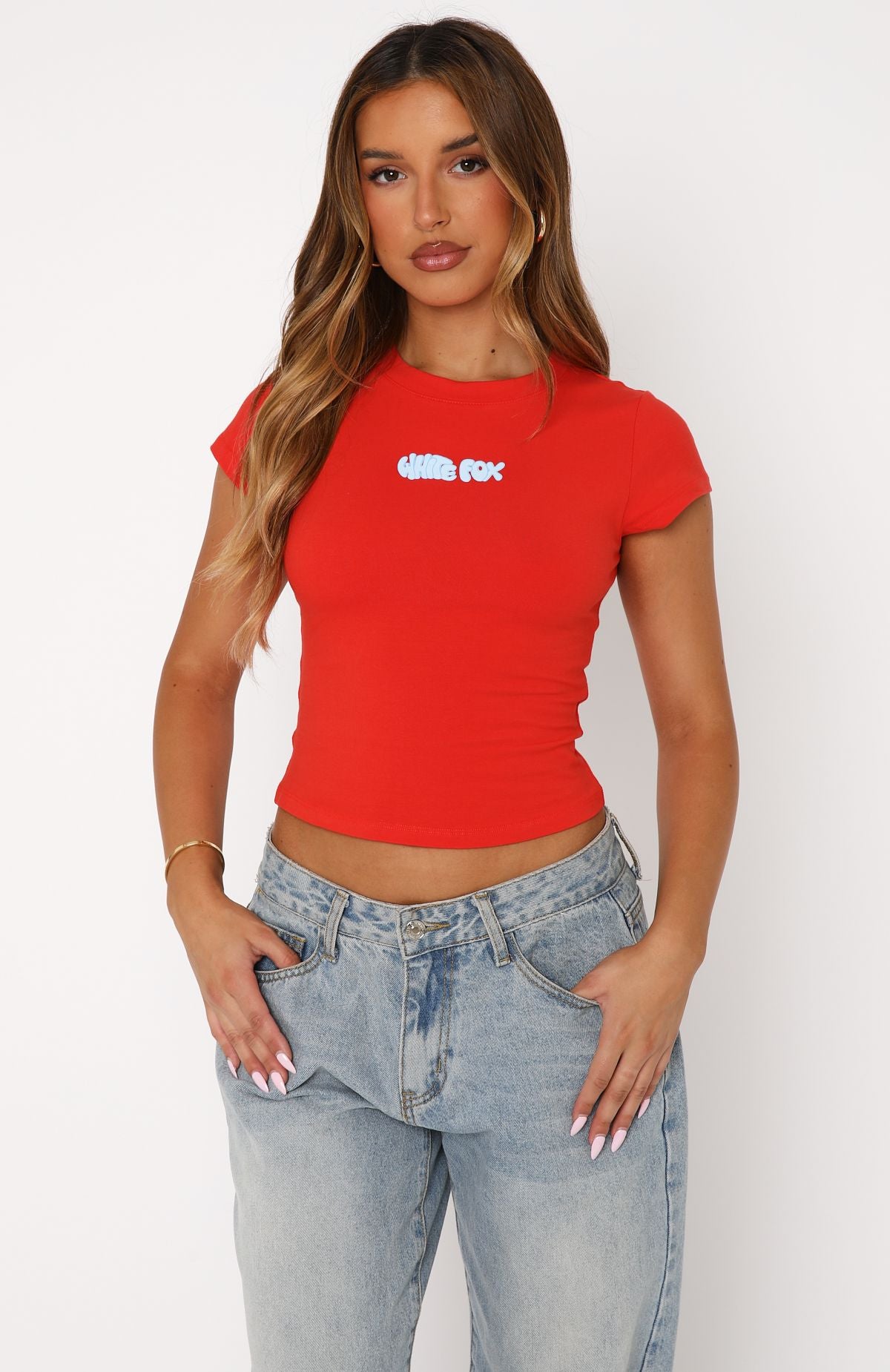 Premium Around In Circles Baby Tee - Ultimate Red