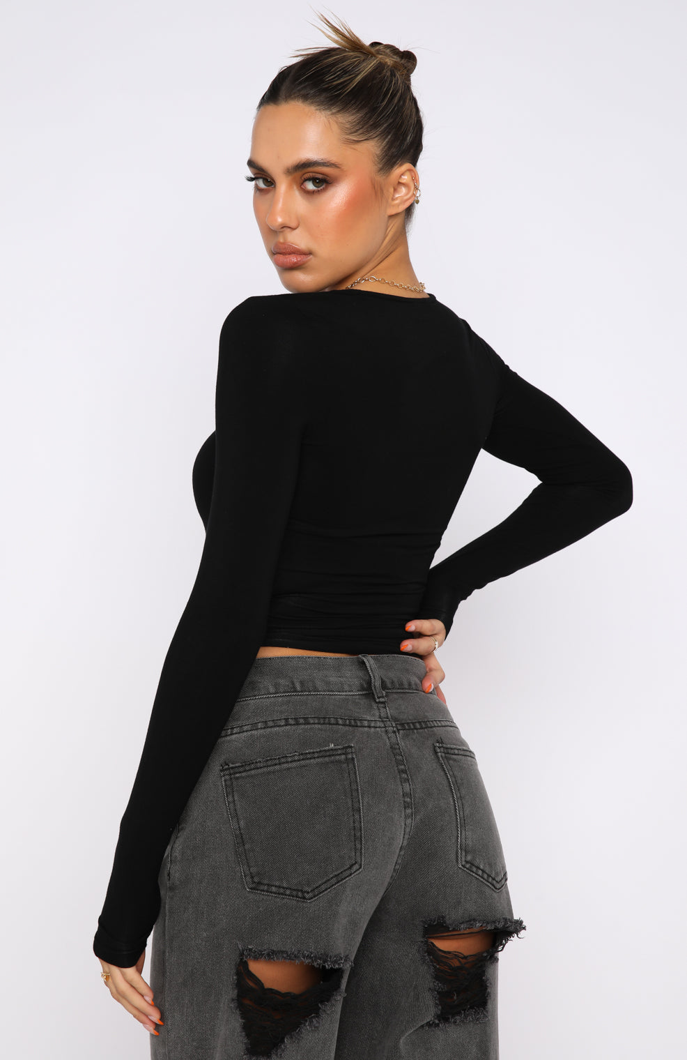Premium Long Sleeve Jersey Top - Black