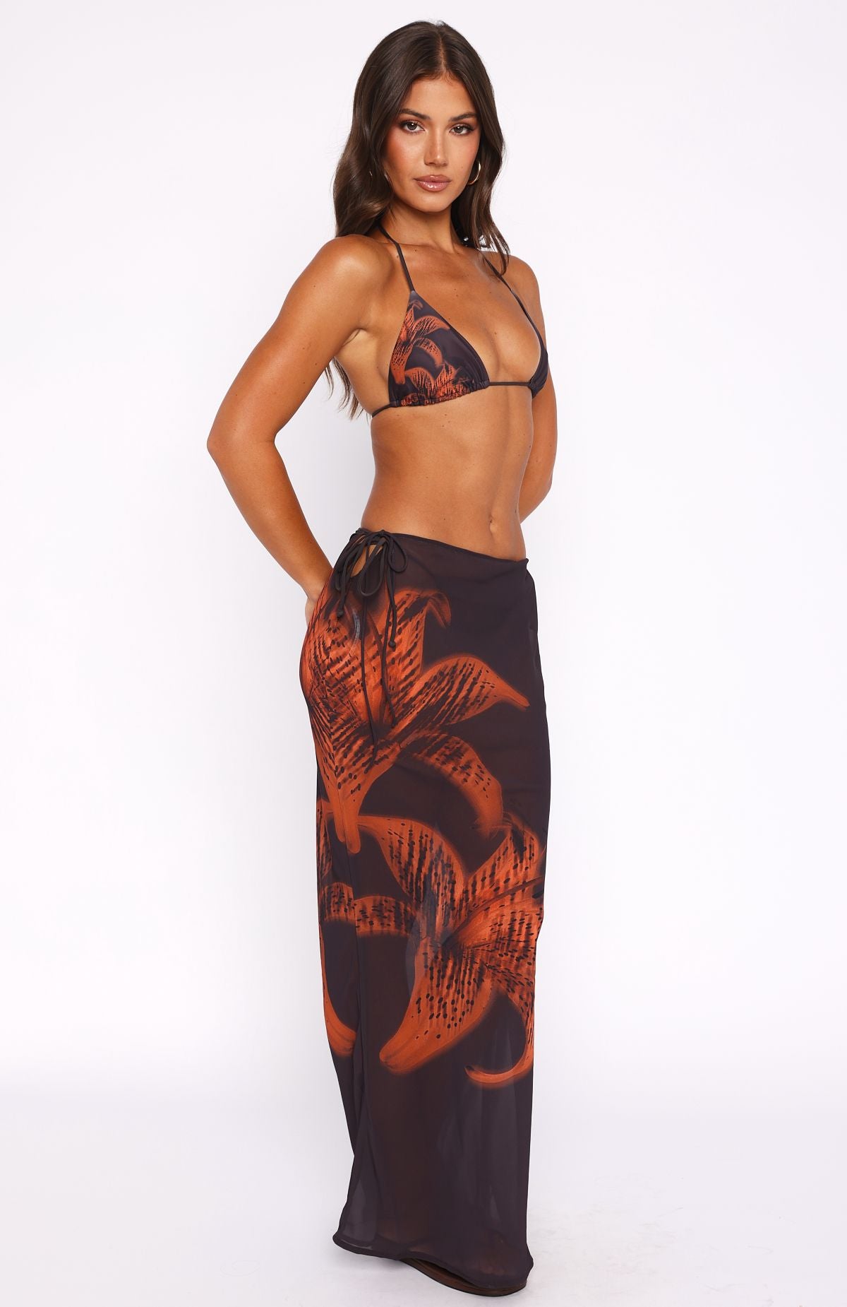 Premium Luminous Maxi Skirt - Chai Lily Edition