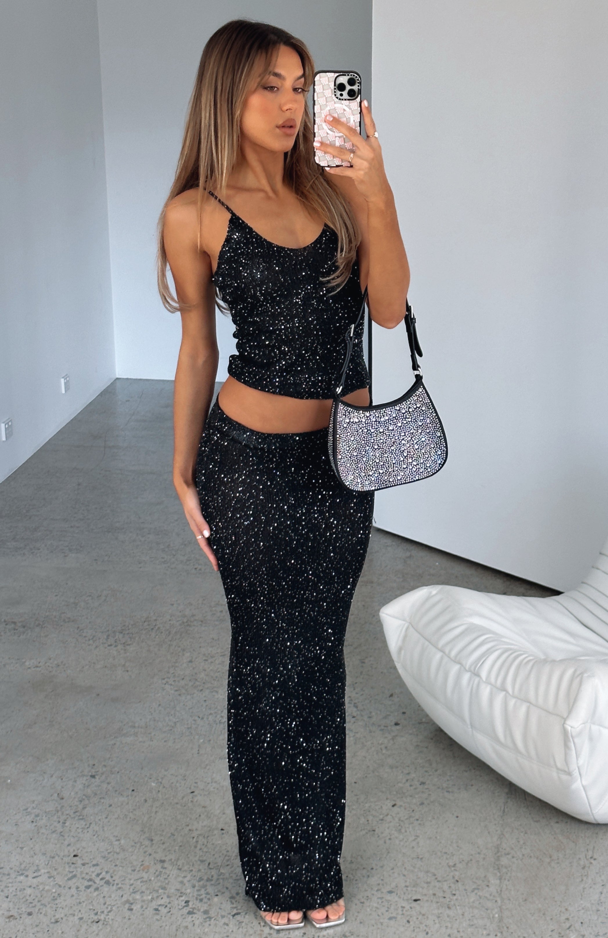 Ultimate Star Shine Sequin Maxi Skirt - Black