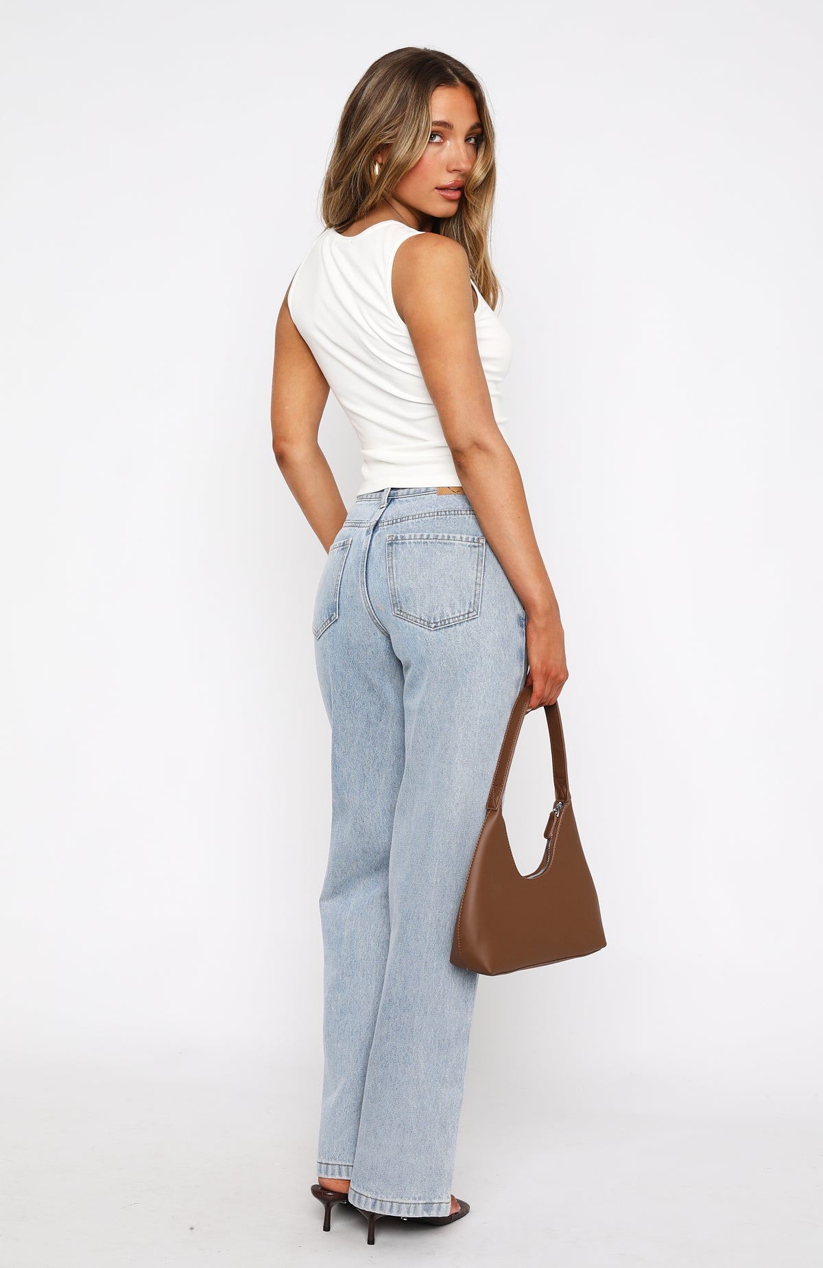 Premium Layla Mid Rise Straight Leg Jeans - Light Blue