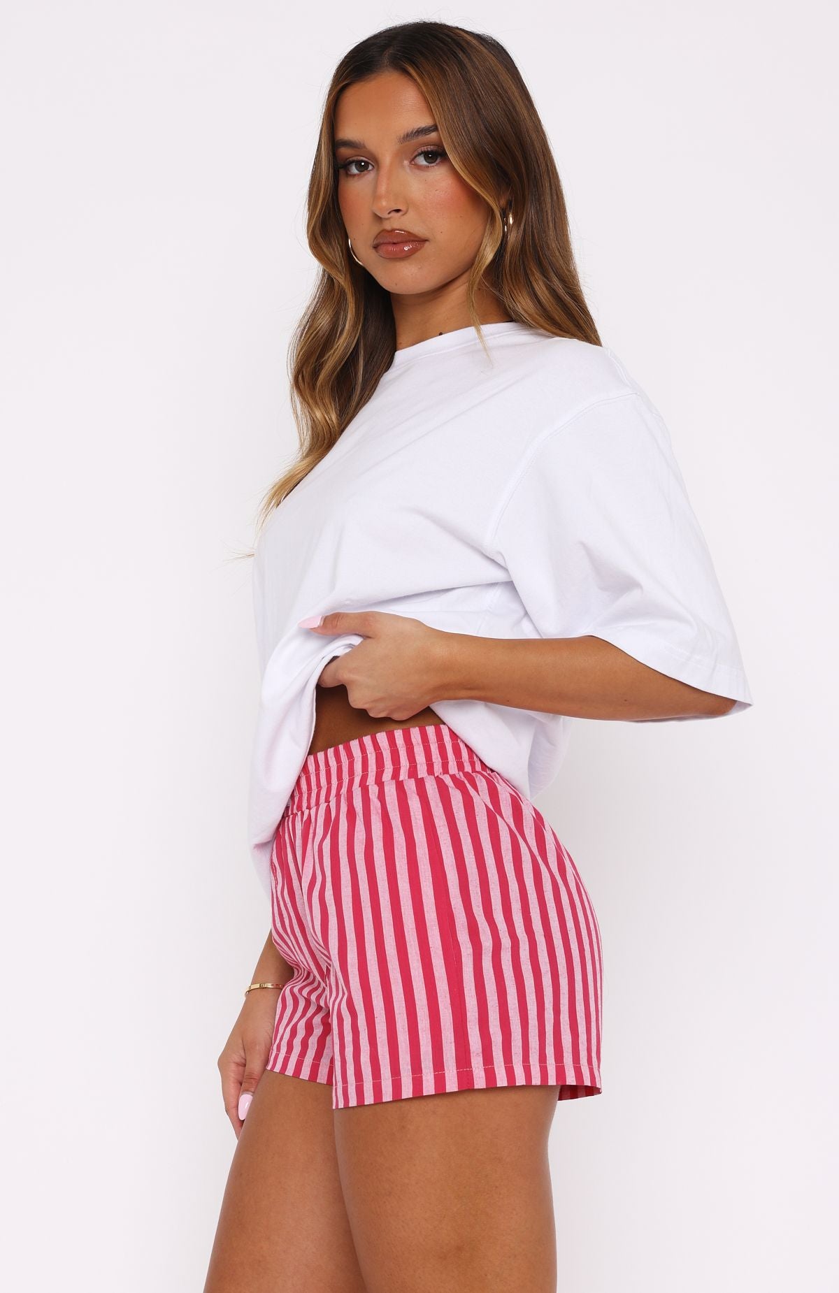 Premium Living For It Stripe Shorts - Pink