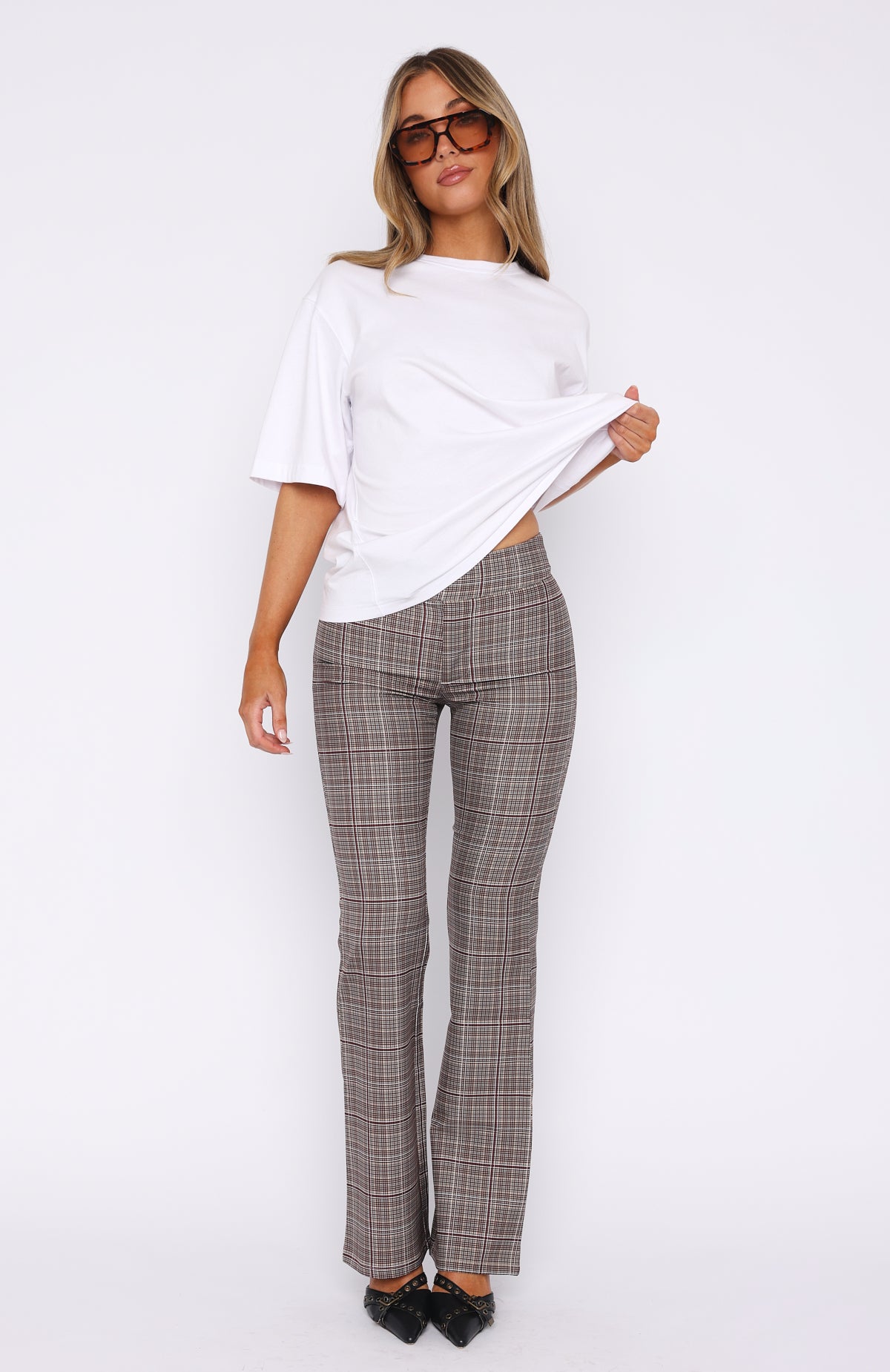 Premium Be Where You Are Slim-Fit Pants - Mocha Check