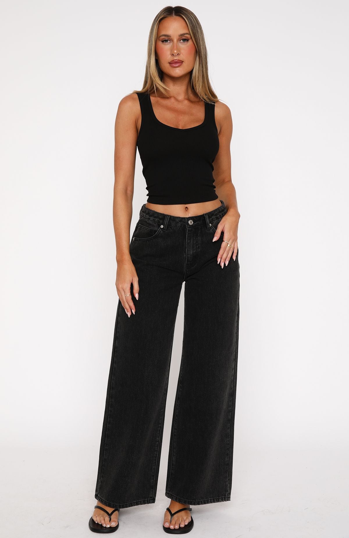 Ultimate Wide Leg Jeans - About A Girl Black Acid Wash