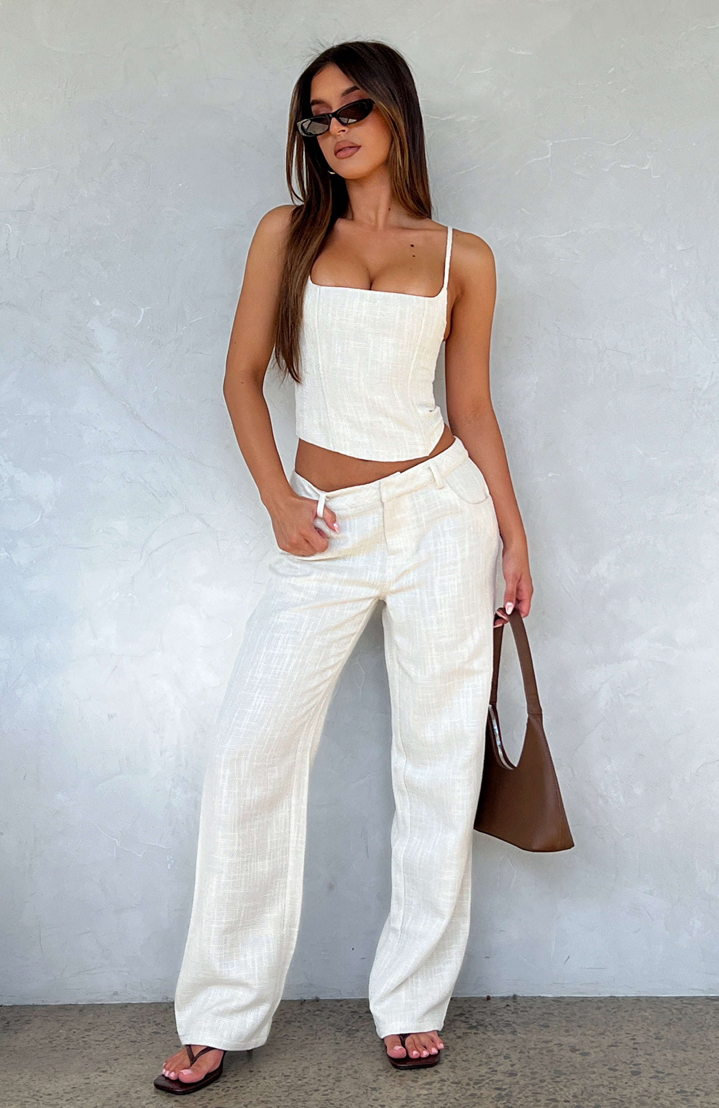 Premium Head Rush Wide-Leg Pants in Cream