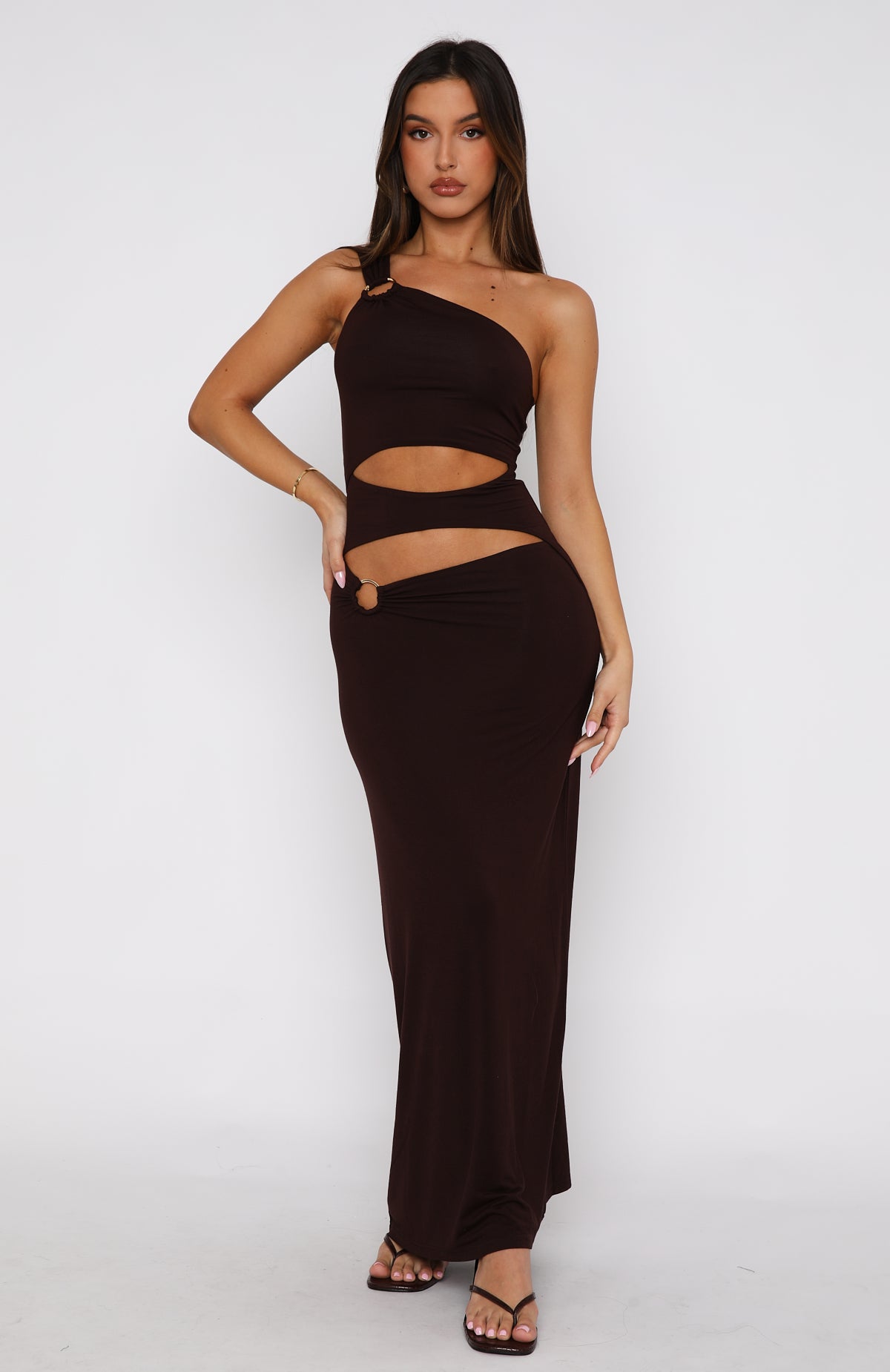 Premium Elegance Maxi Dress in Chocolate