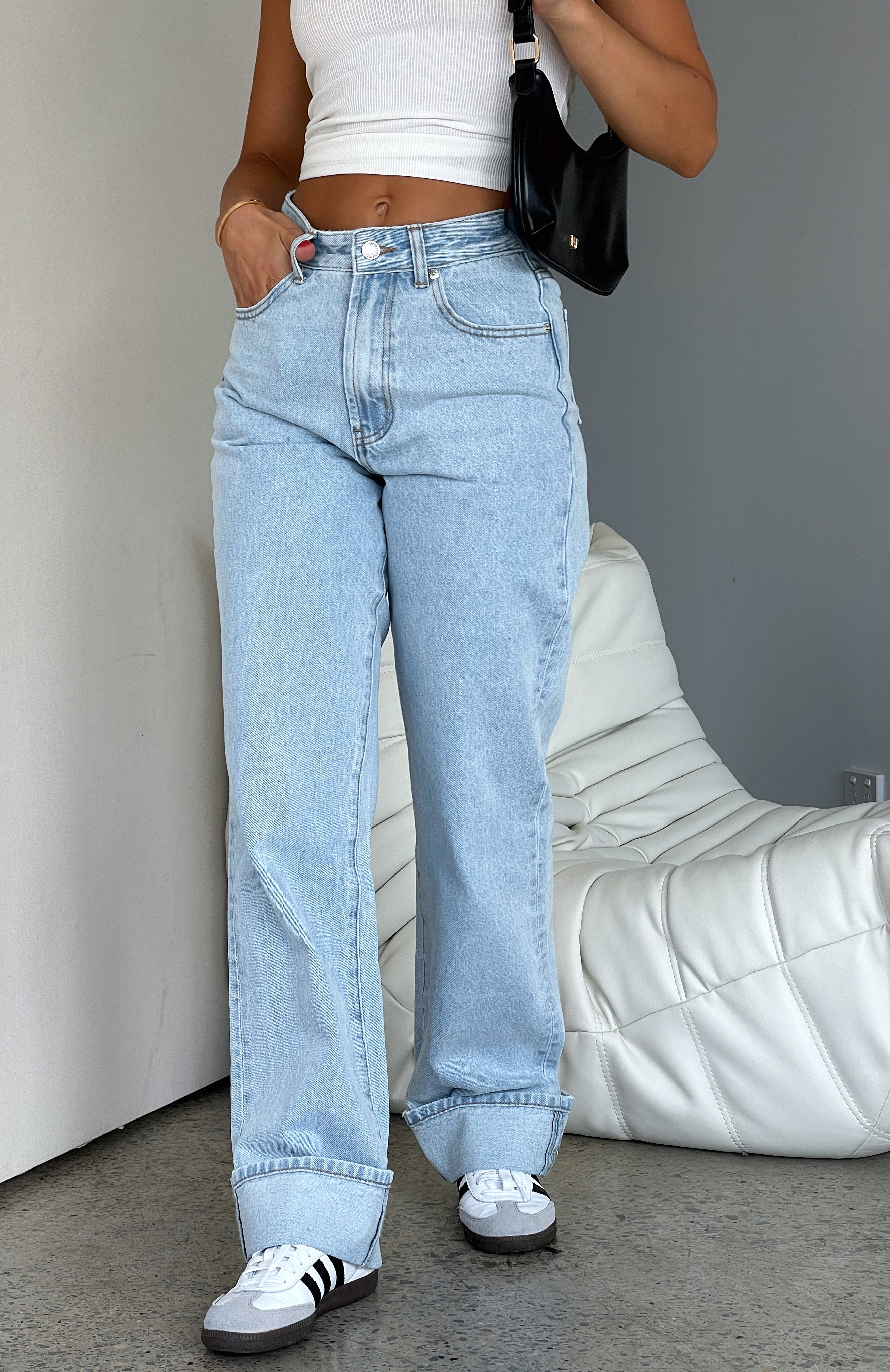 Premium Blair High Rise Wide Leg Jeans - Light Blue