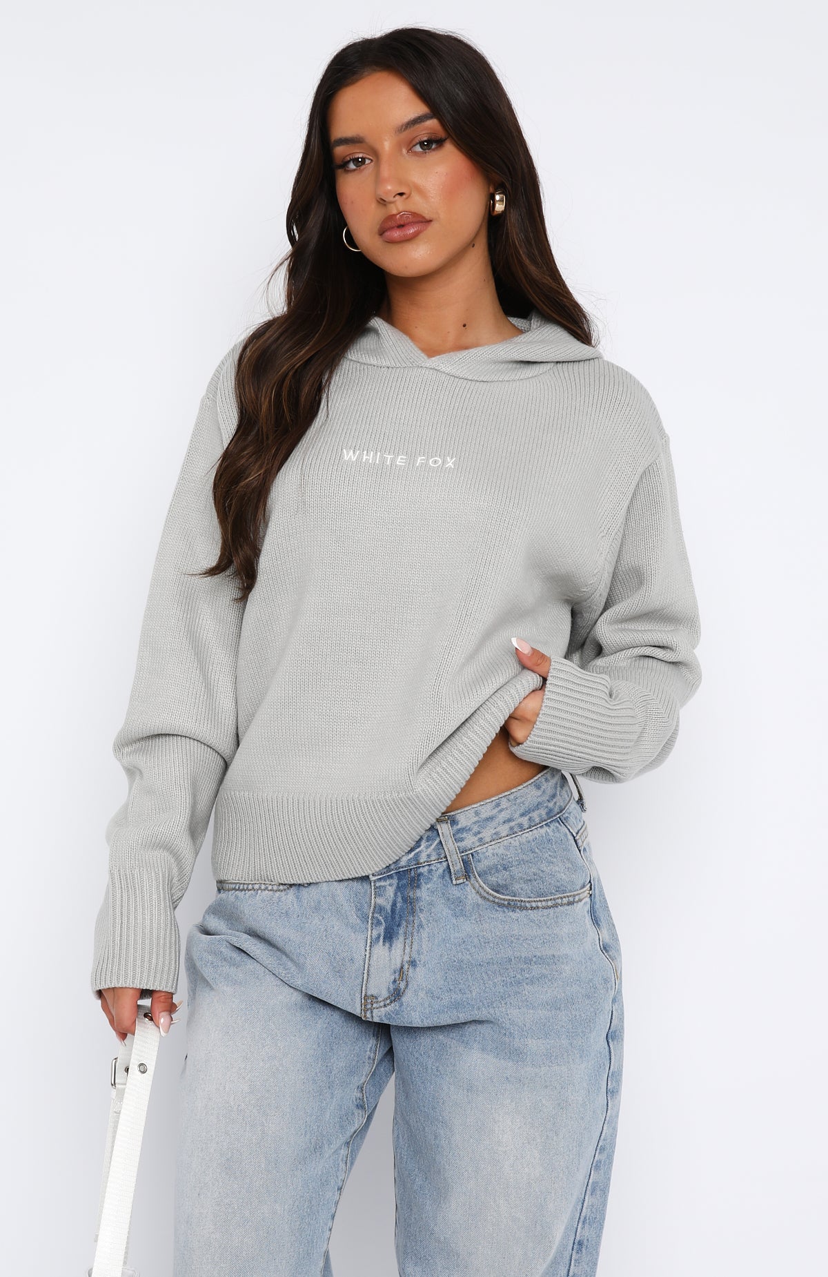 Premium Soft Knit Hoodie - Light Grey