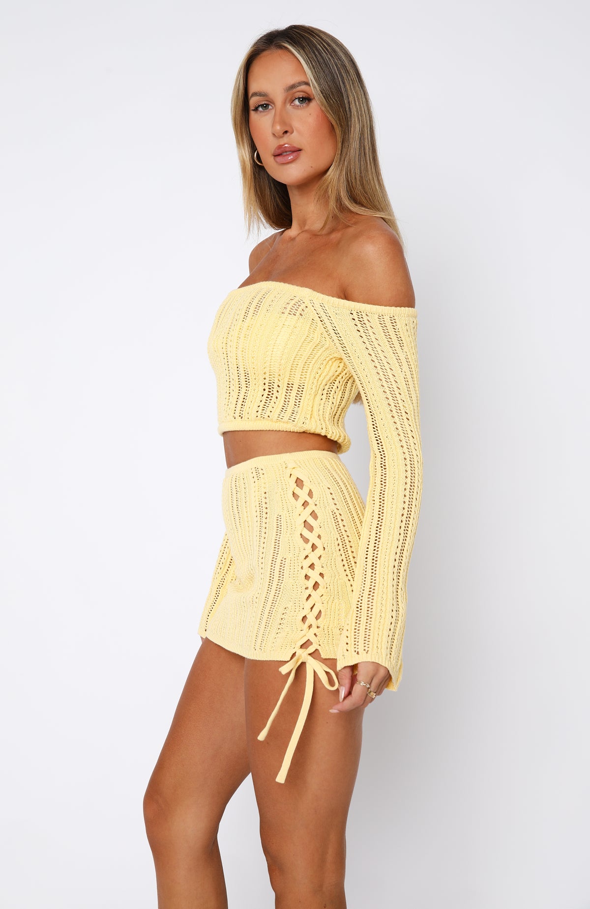 Ultimate Lemon Crochet Off-Shoulder Top