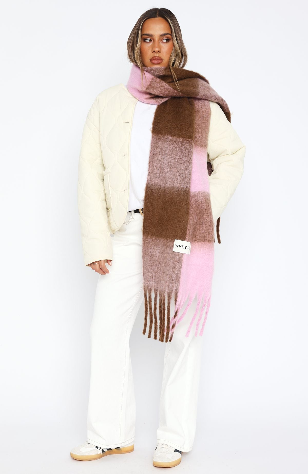 Premium Colorado Knit Scarf - Pink & Chocolate