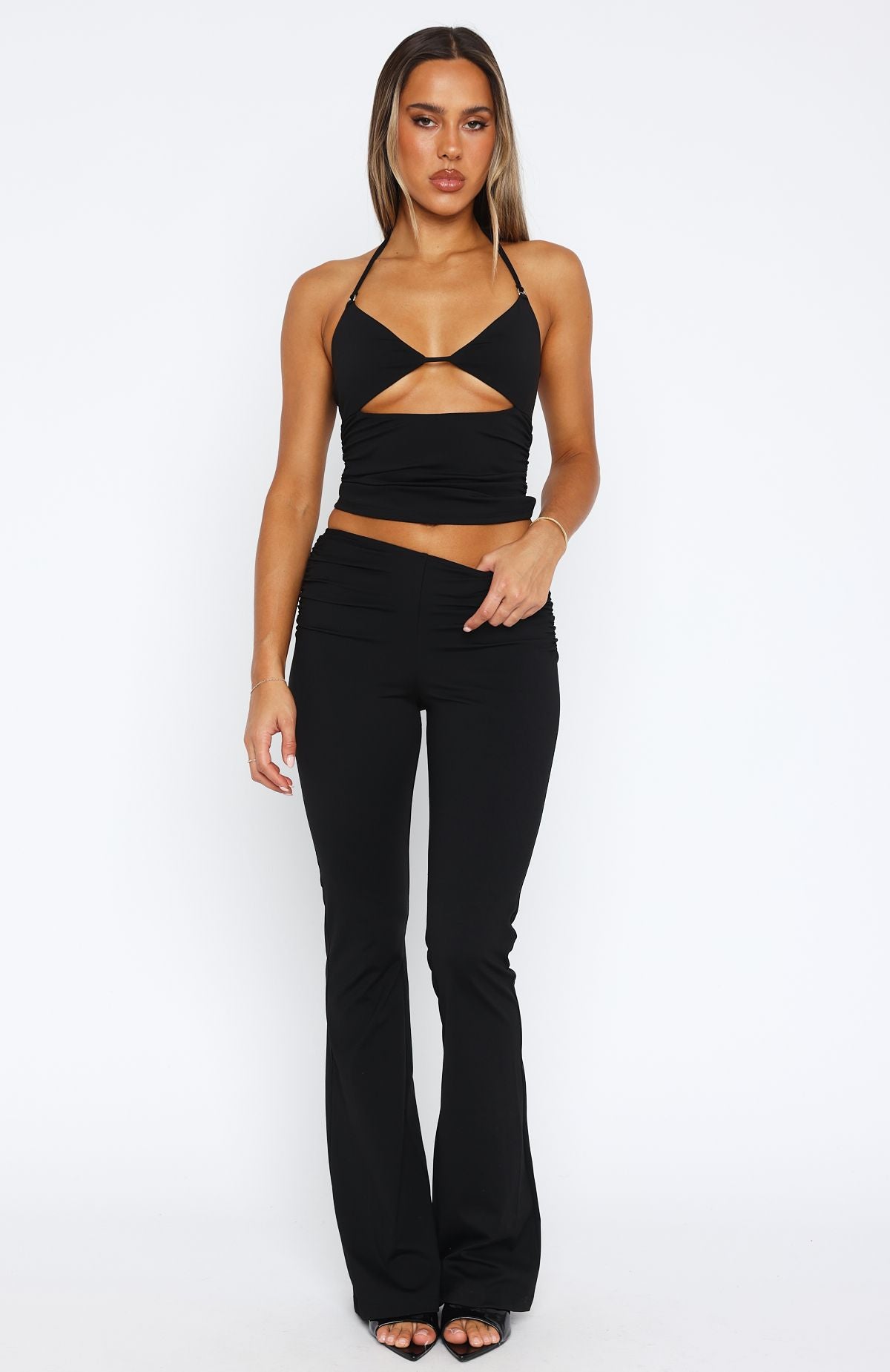 Premium Rare Combination Halter Top - Sleek Black