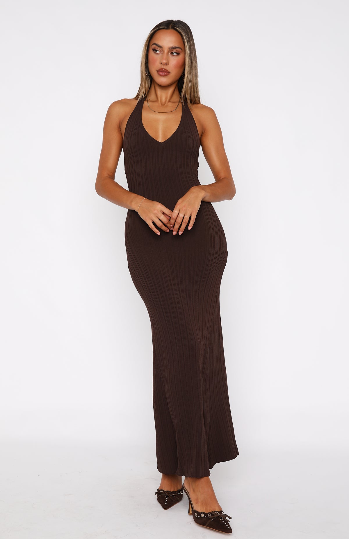 Premium Halter Maxi Dress in Chocolate - Ultimate Wardrobe Essential