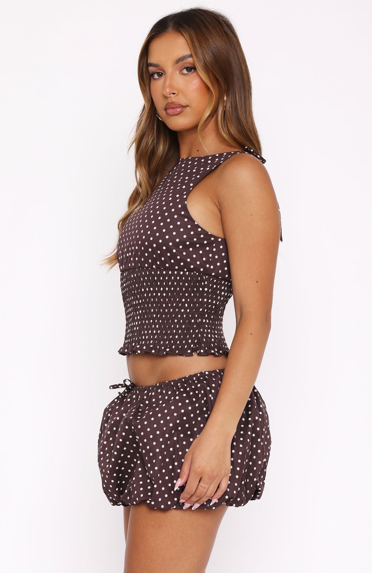 Premium Runaway Heart Mini Skort - Chocolate Polka Dot