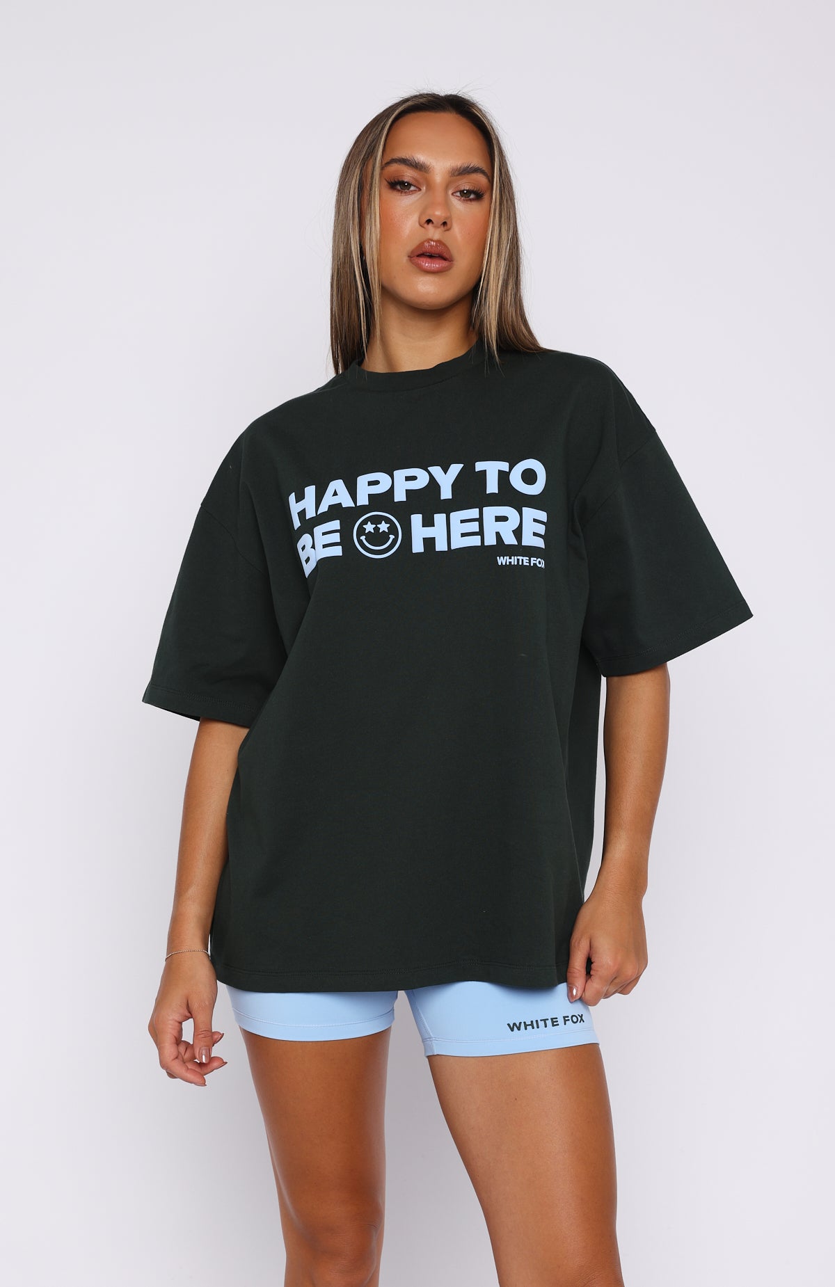 Premium Happy To Be Here Oversized Tee - Forest Green | Ultimate Comfort & Style