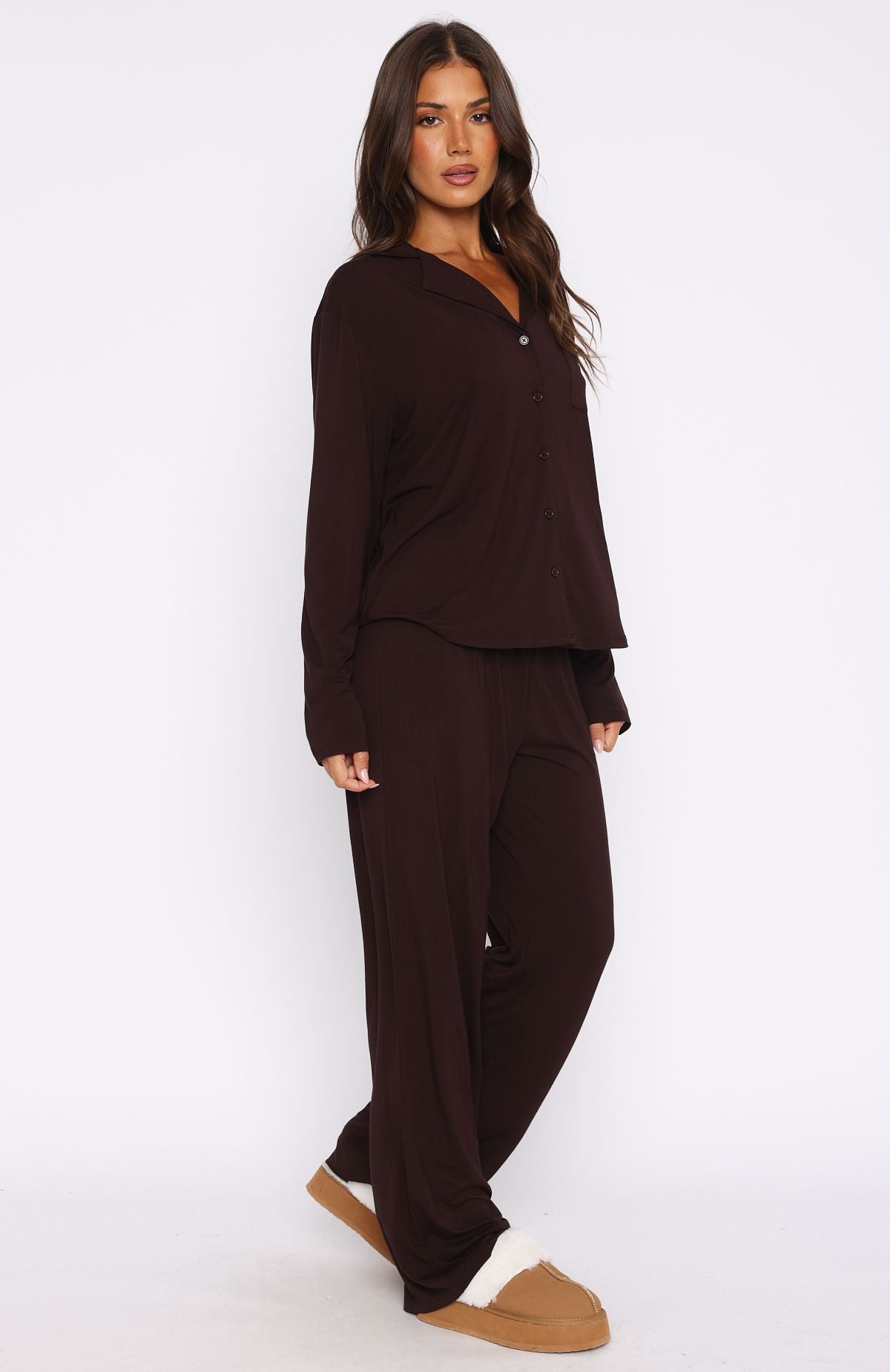 Premium Pillow Talk Long Sleeve Pyjama Set - Ultimate Comfort in Chocolate