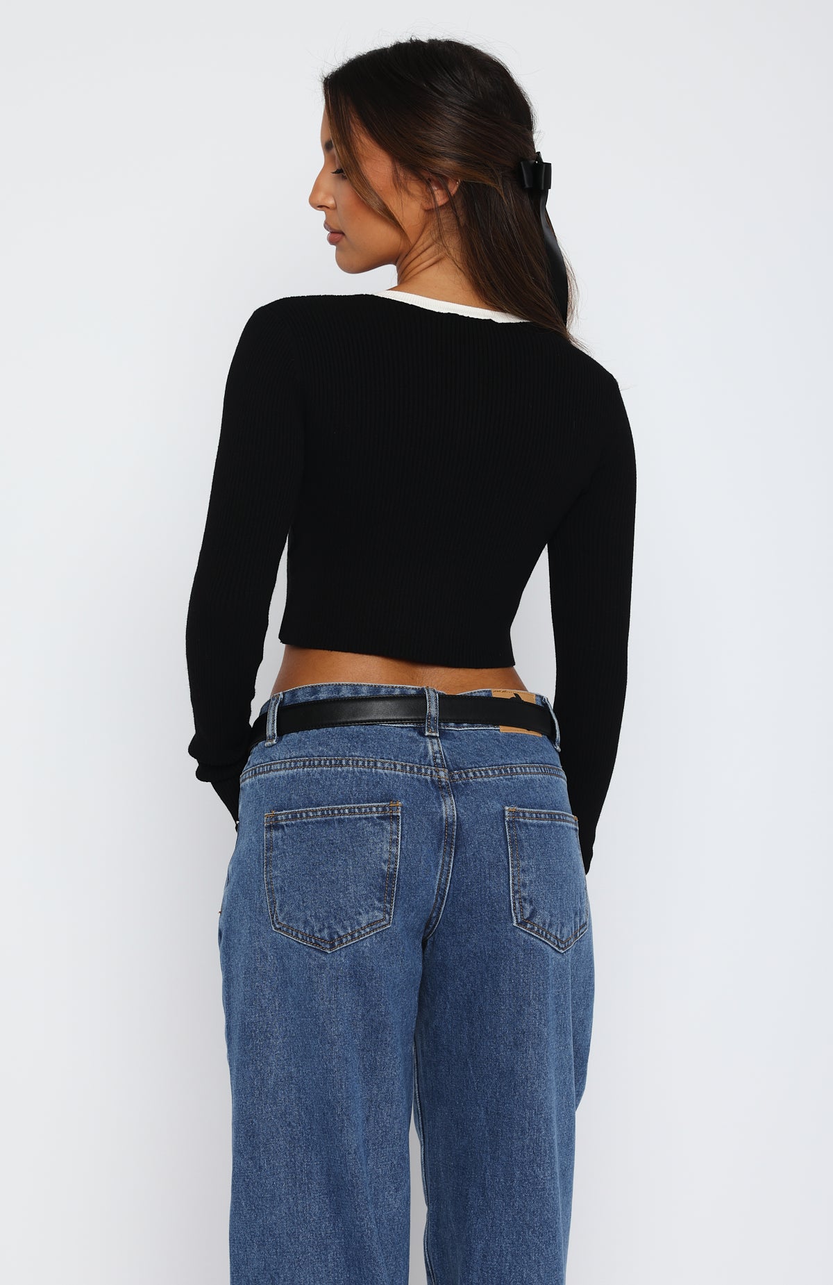 Premium Elegance Long Sleeve Top - Black