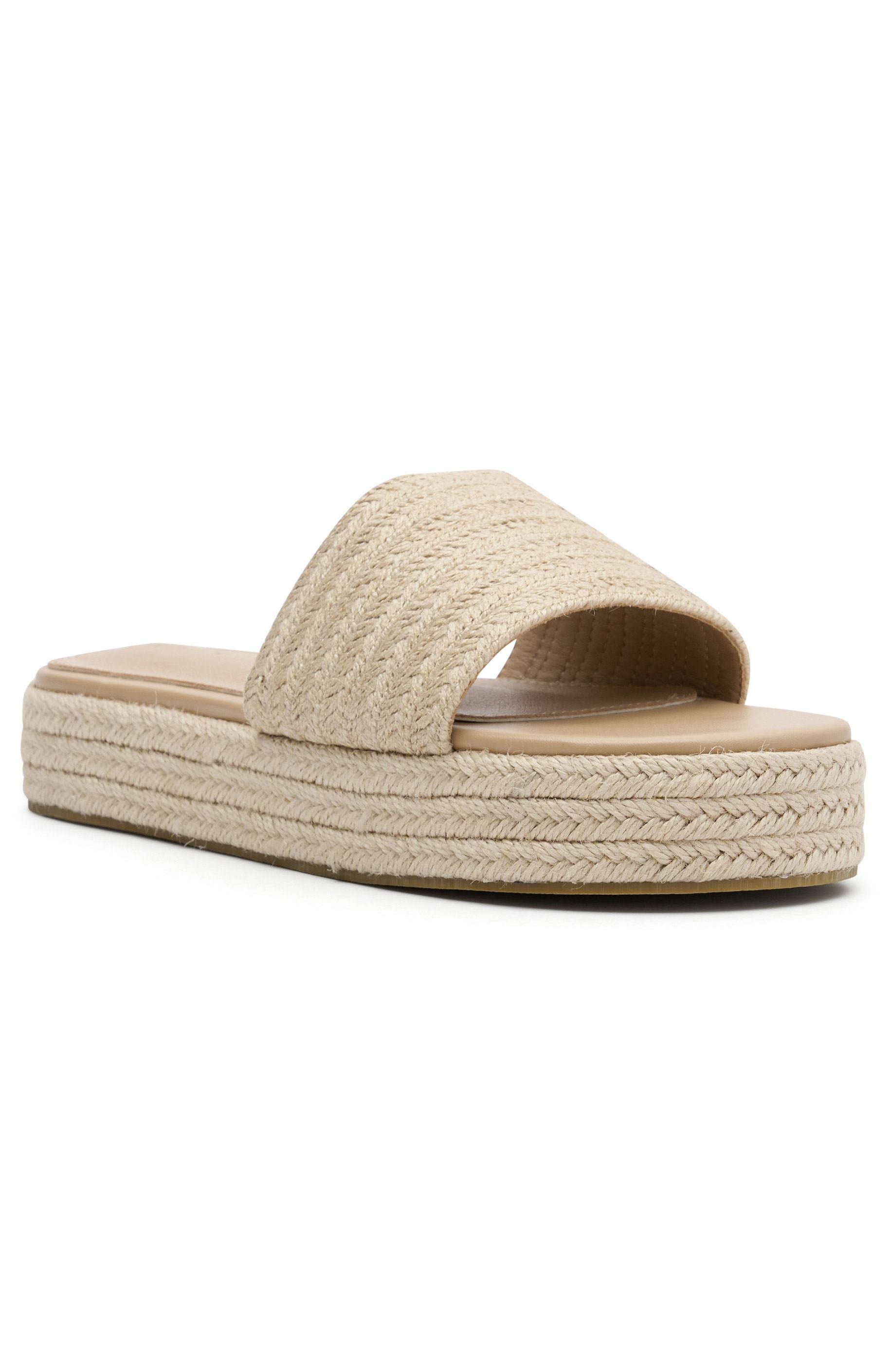 Premium Lush Life Natural Woven Platform Slides