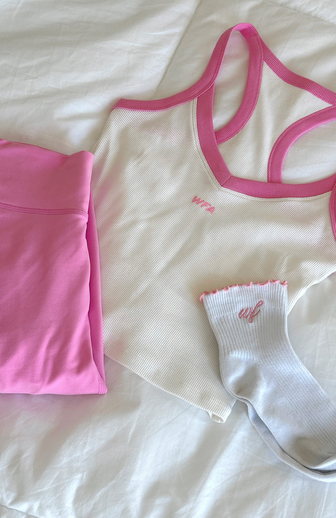 Premium Performance Sports Tank - White/Baby Pink
