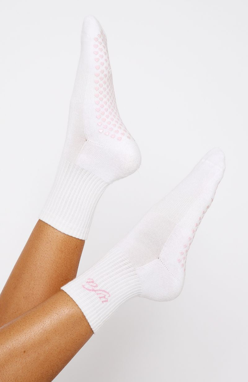 Premium Grip Socks - Energy Is Infinite (White/Pink)