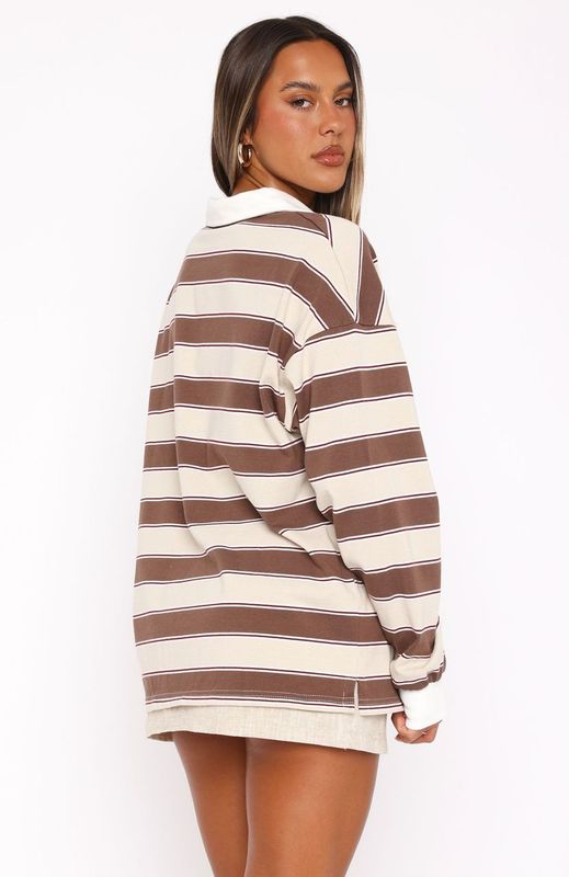 Premium Long Sleeve Rugby Shirt - Neutral Stripe Edition