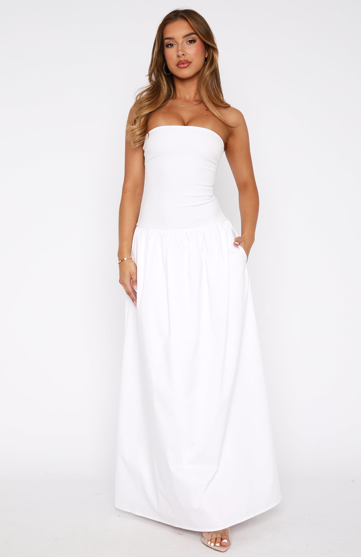 Premium Take Back Maxi Dress in White - Ultimate Elegance