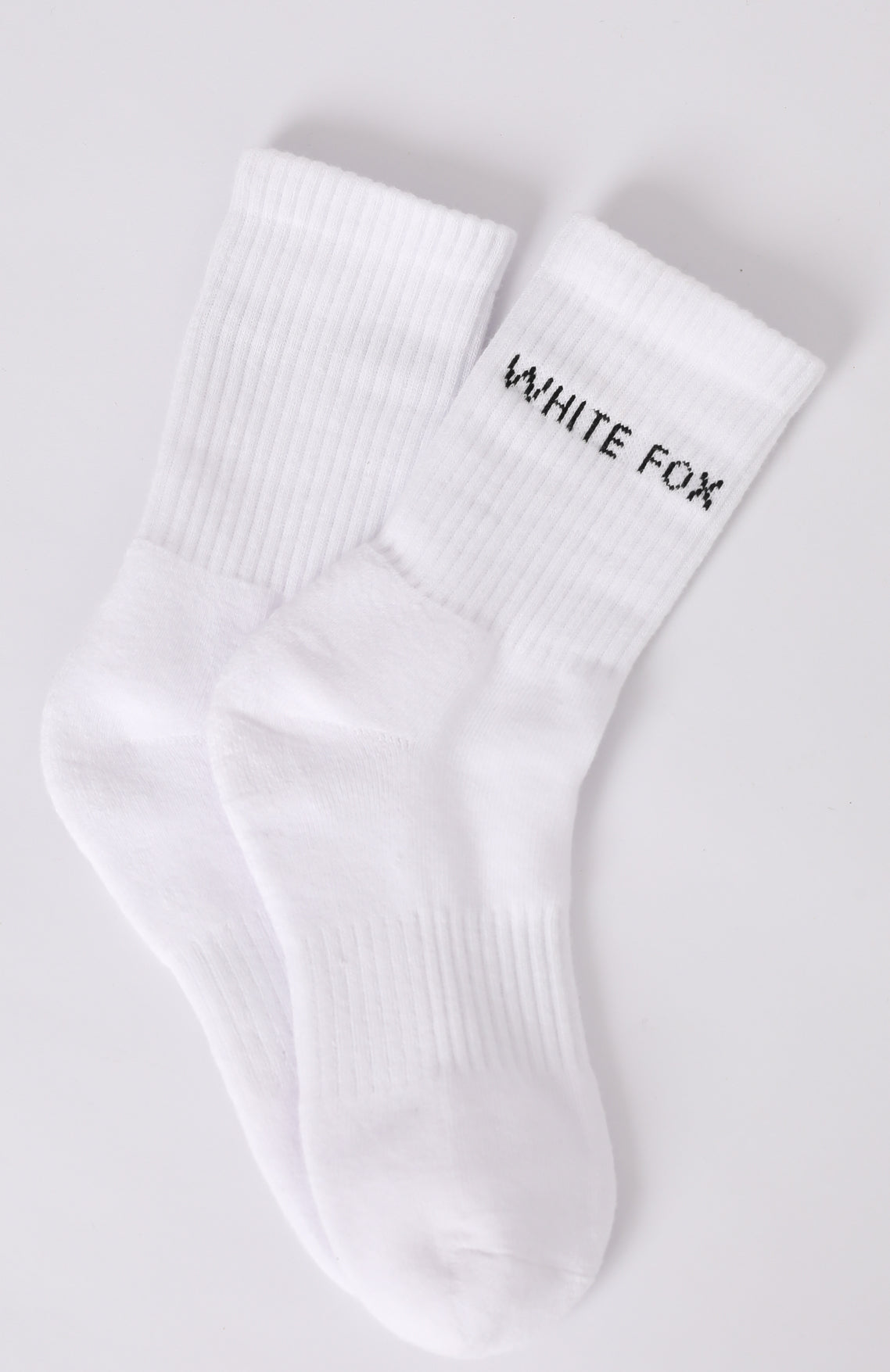 Premium White Fox Cotton Crew Socks