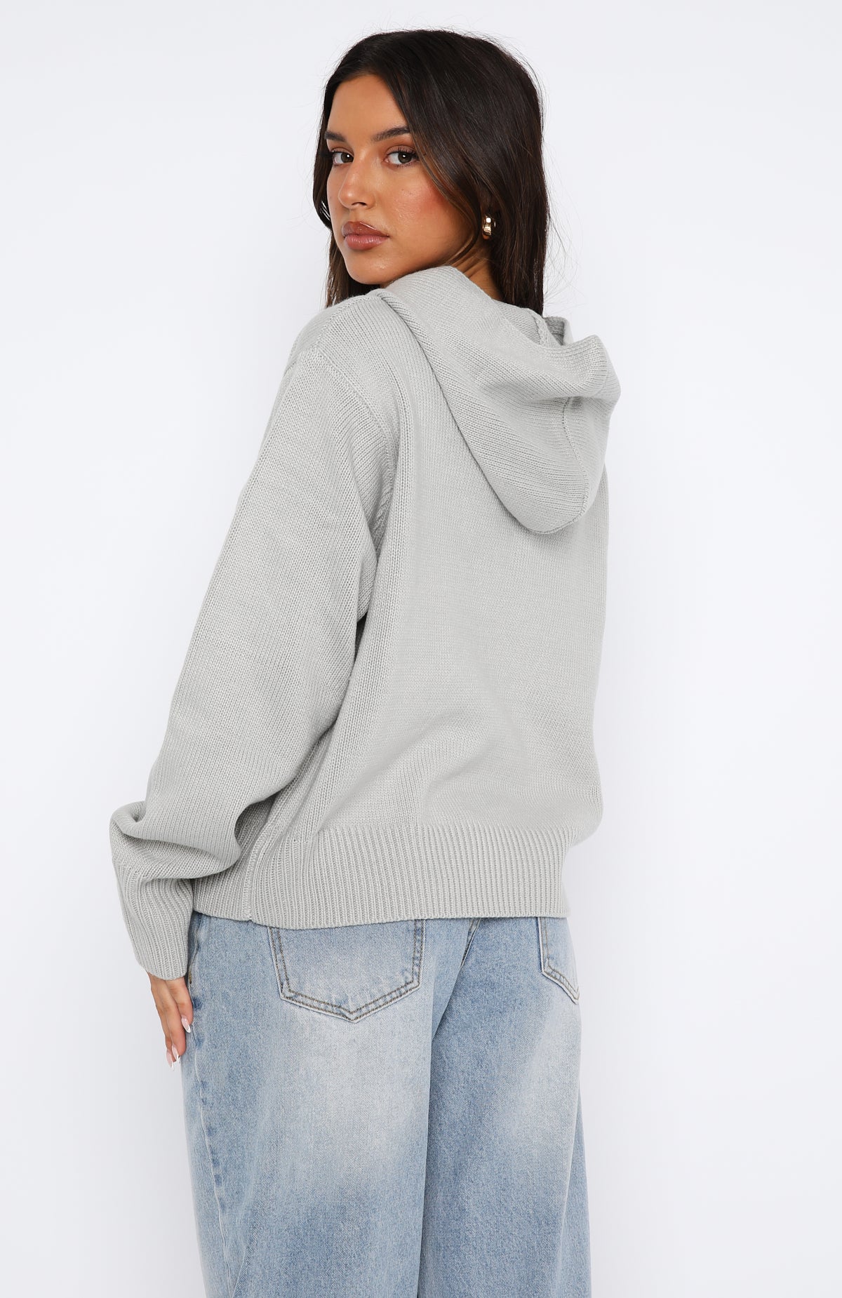 Premium Soft Knit Hoodie - Light Grey