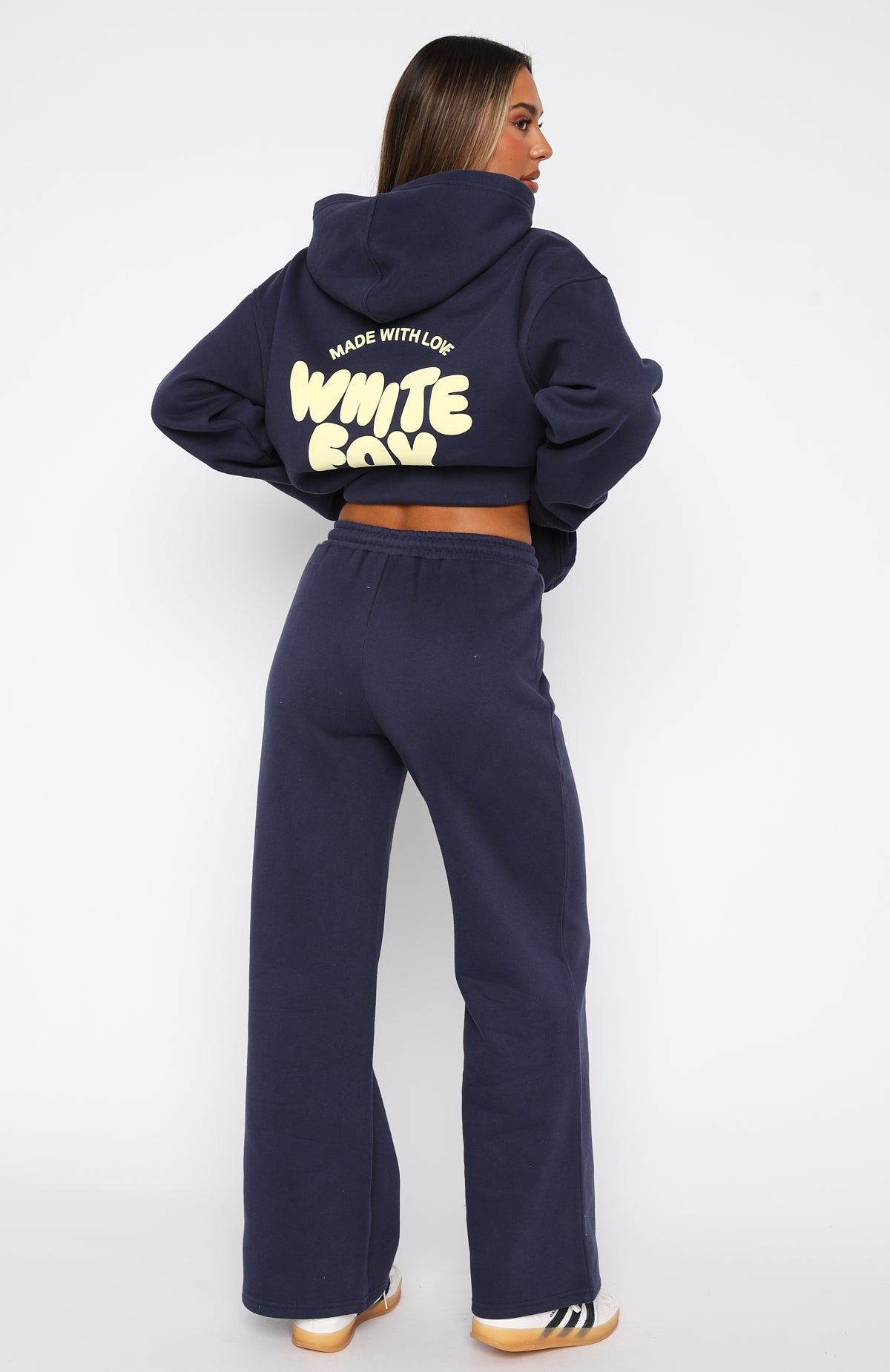 Premium With Love For You Wide Leg Sweatpants - Navy Blue