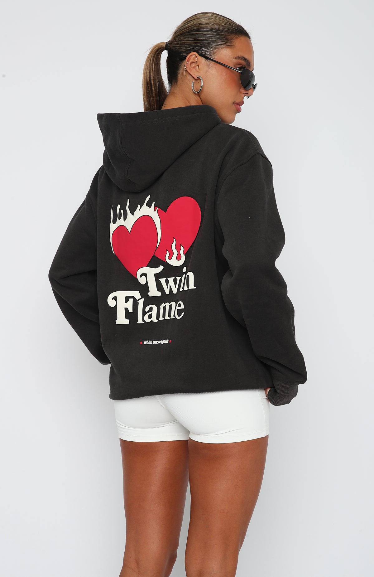 Premium Twin Flame Oversized Hoodie - Charcoal Grey