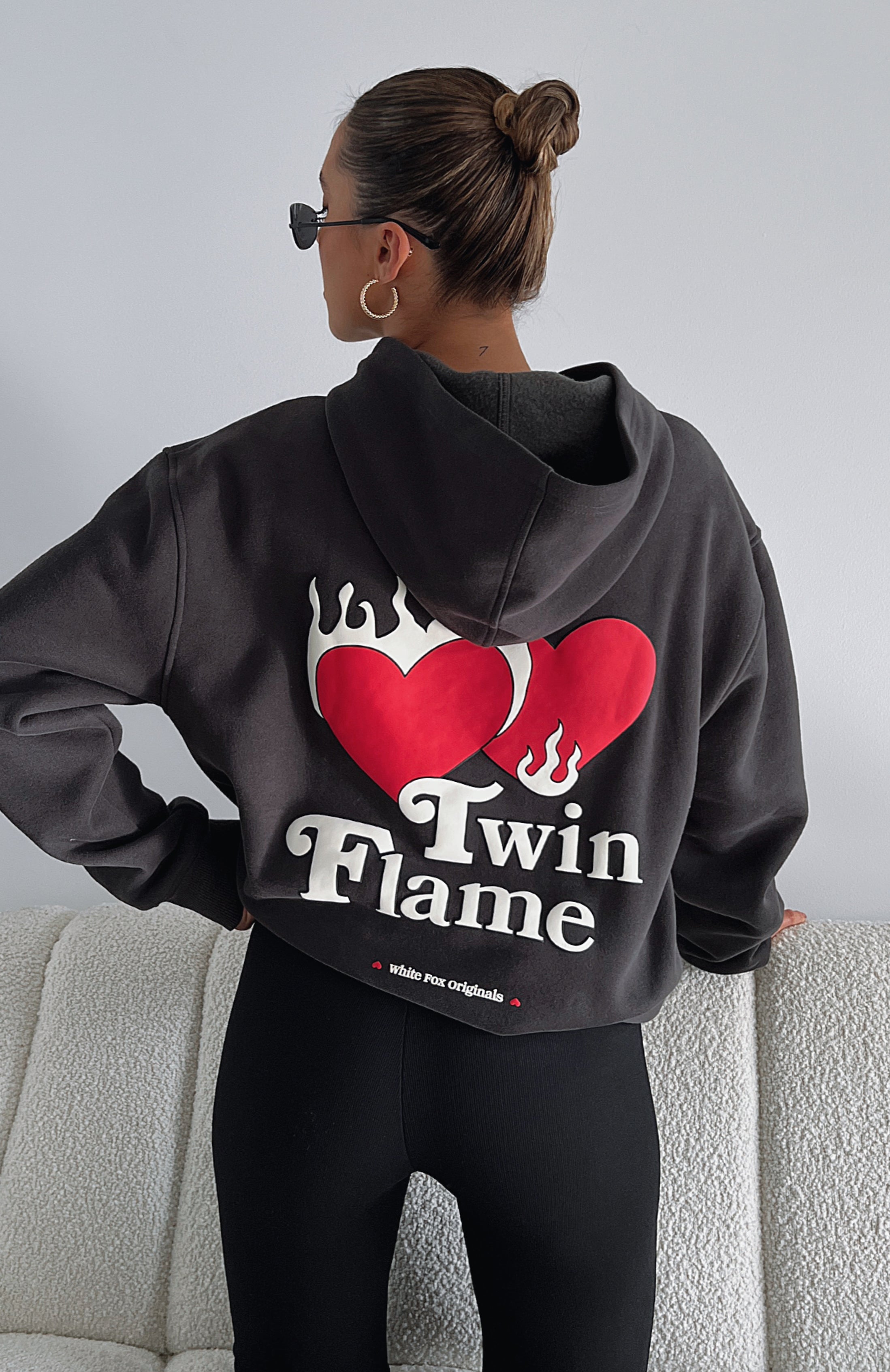 Premium Twin Flame Oversized Hoodie - Charcoal Grey