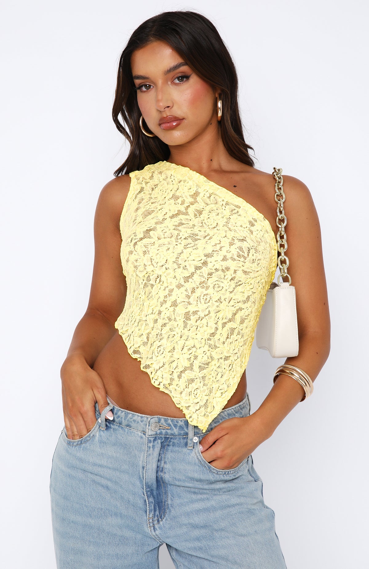Premium Love Story Lace Top - Lemon