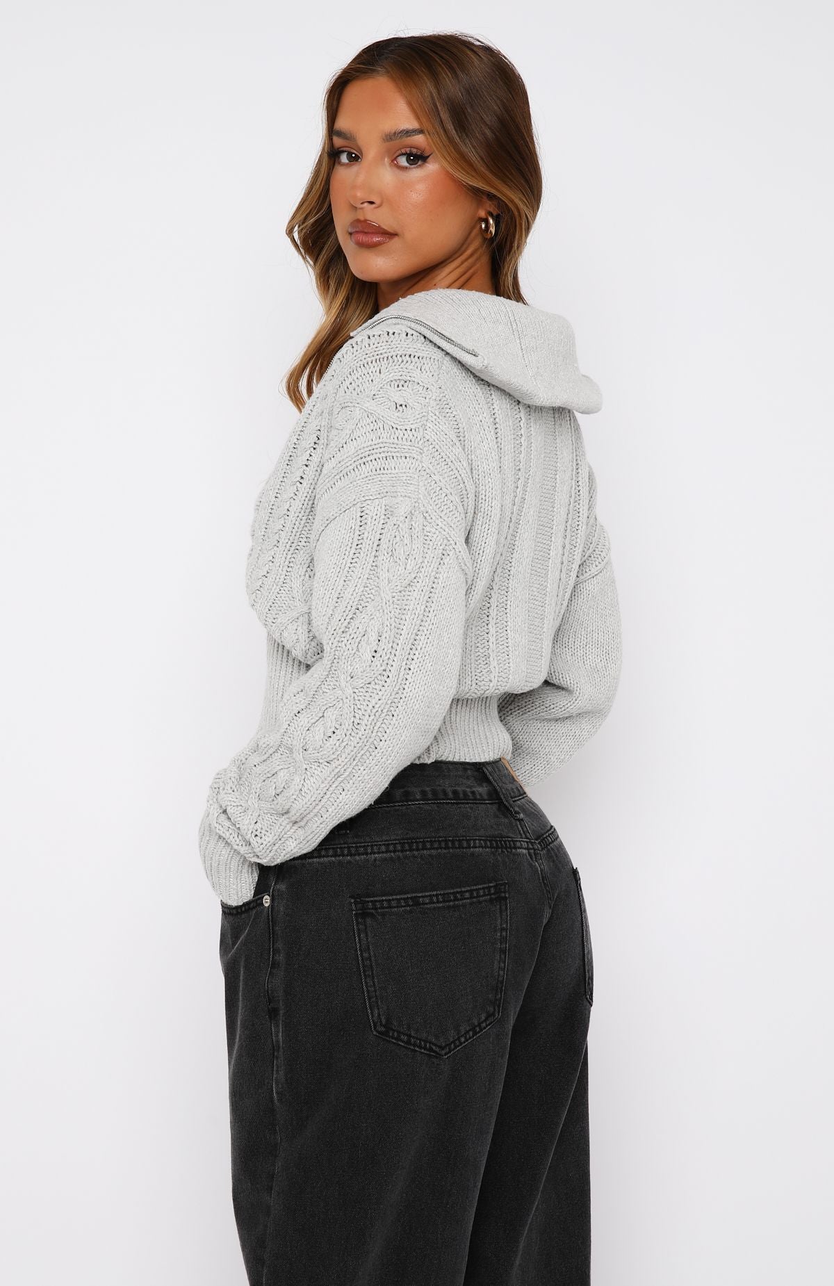 Premium Zip Front Knit Sweater - Grey Marle | Ultimate Comfort & Style