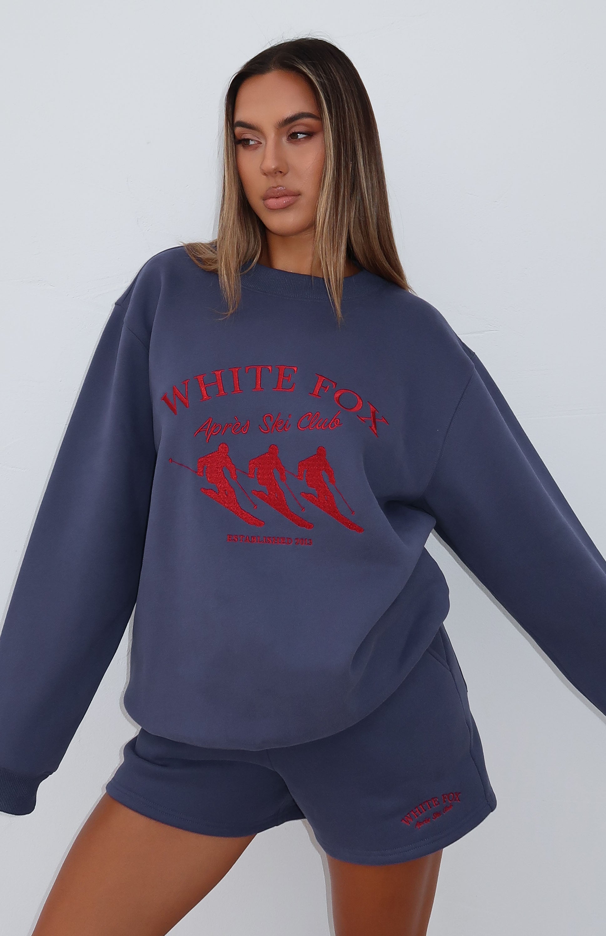 Premium Après Ski Club Oversized Sweater in Navy